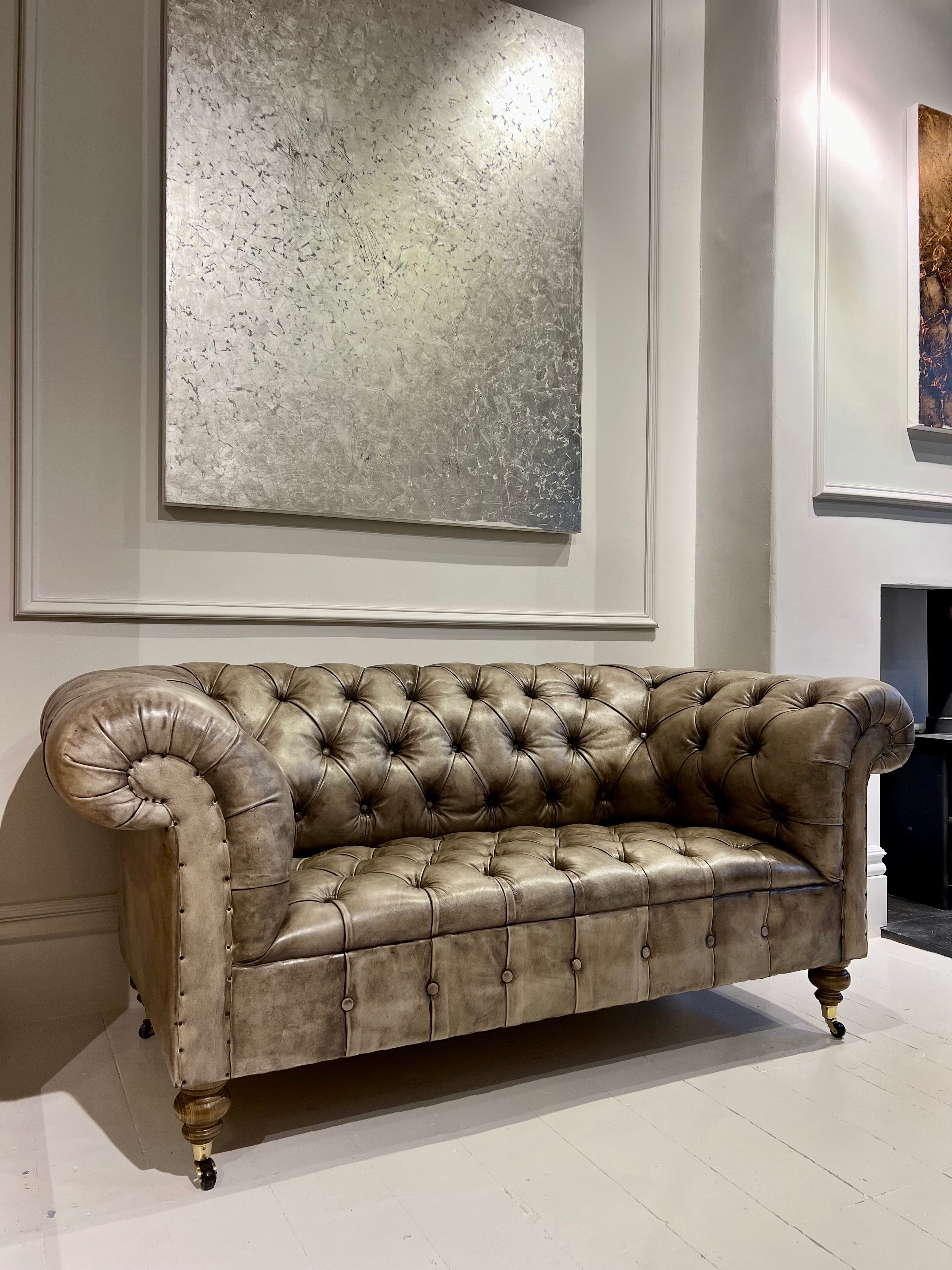 Our Hand Dyed Leather Goderich Chesterfield Sofa in Alpine Tan