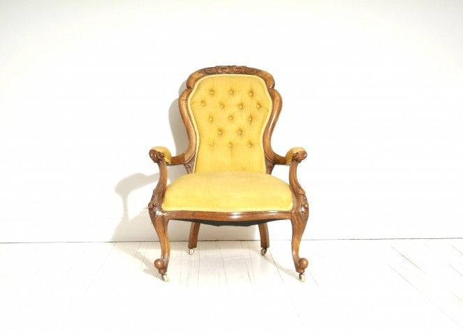 Antique Occasional Chair In Yellow