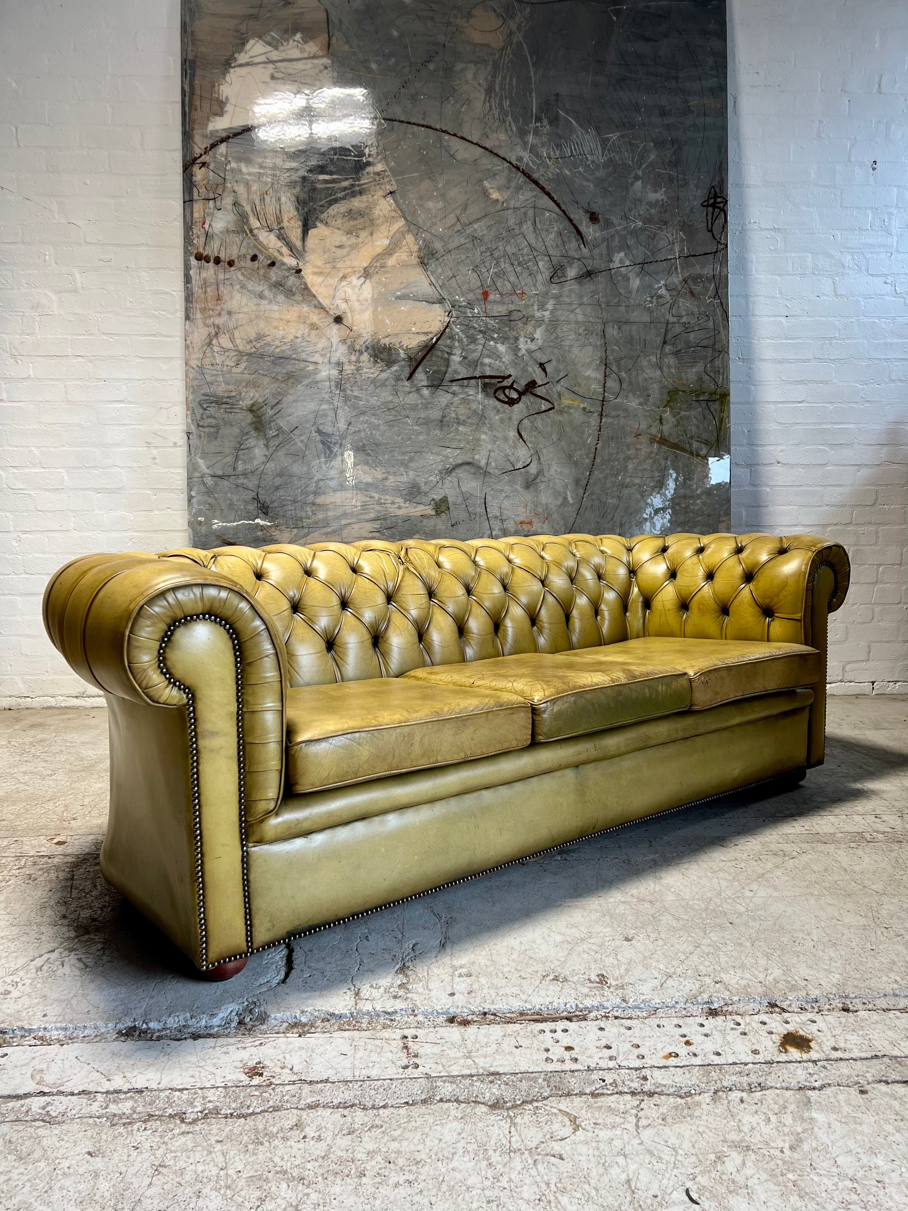 A Very Good Hand Dyed MidC Leather Chesterfield Sofa