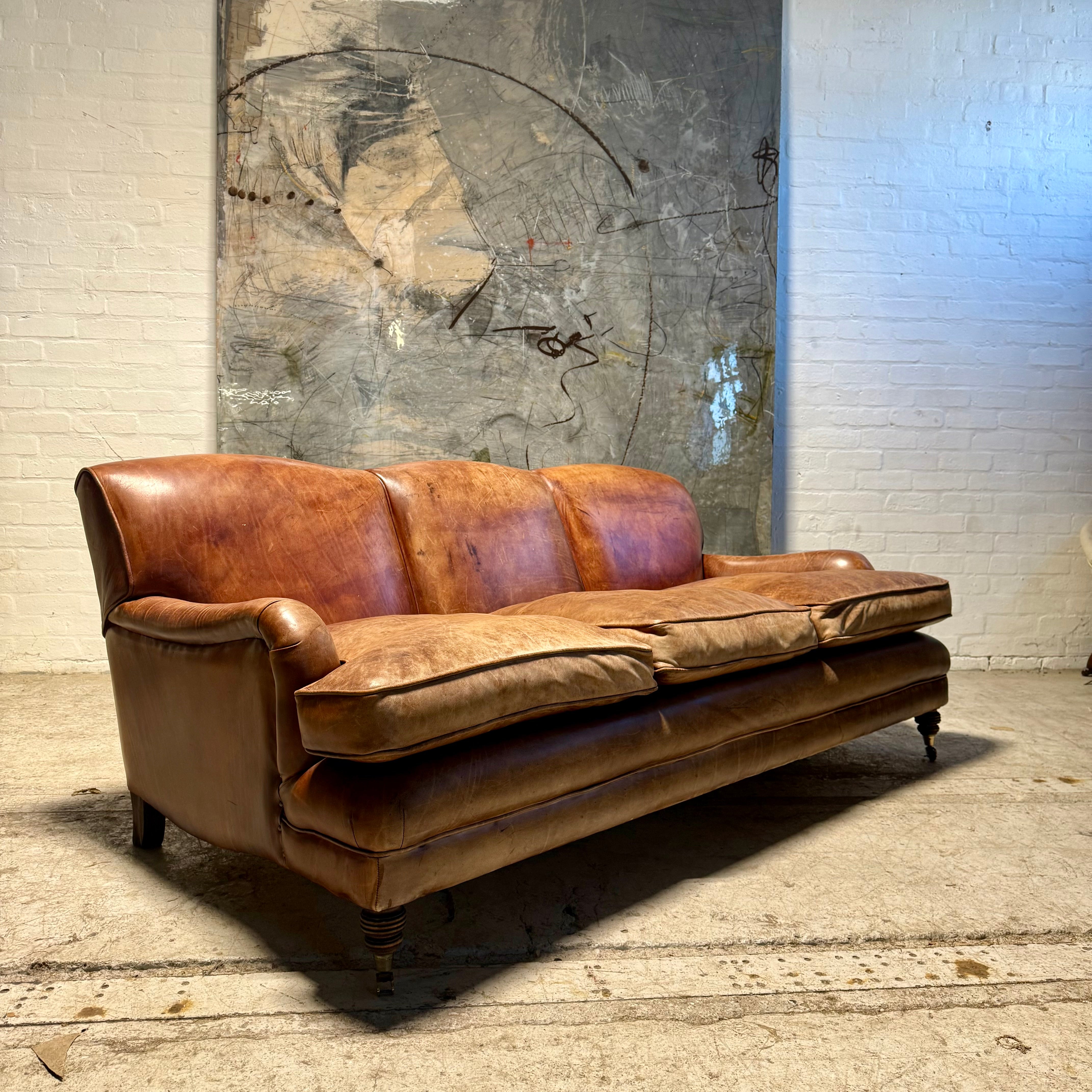 Our Hand Dyed Leather Howard Style Grenville Sofa circa 2012