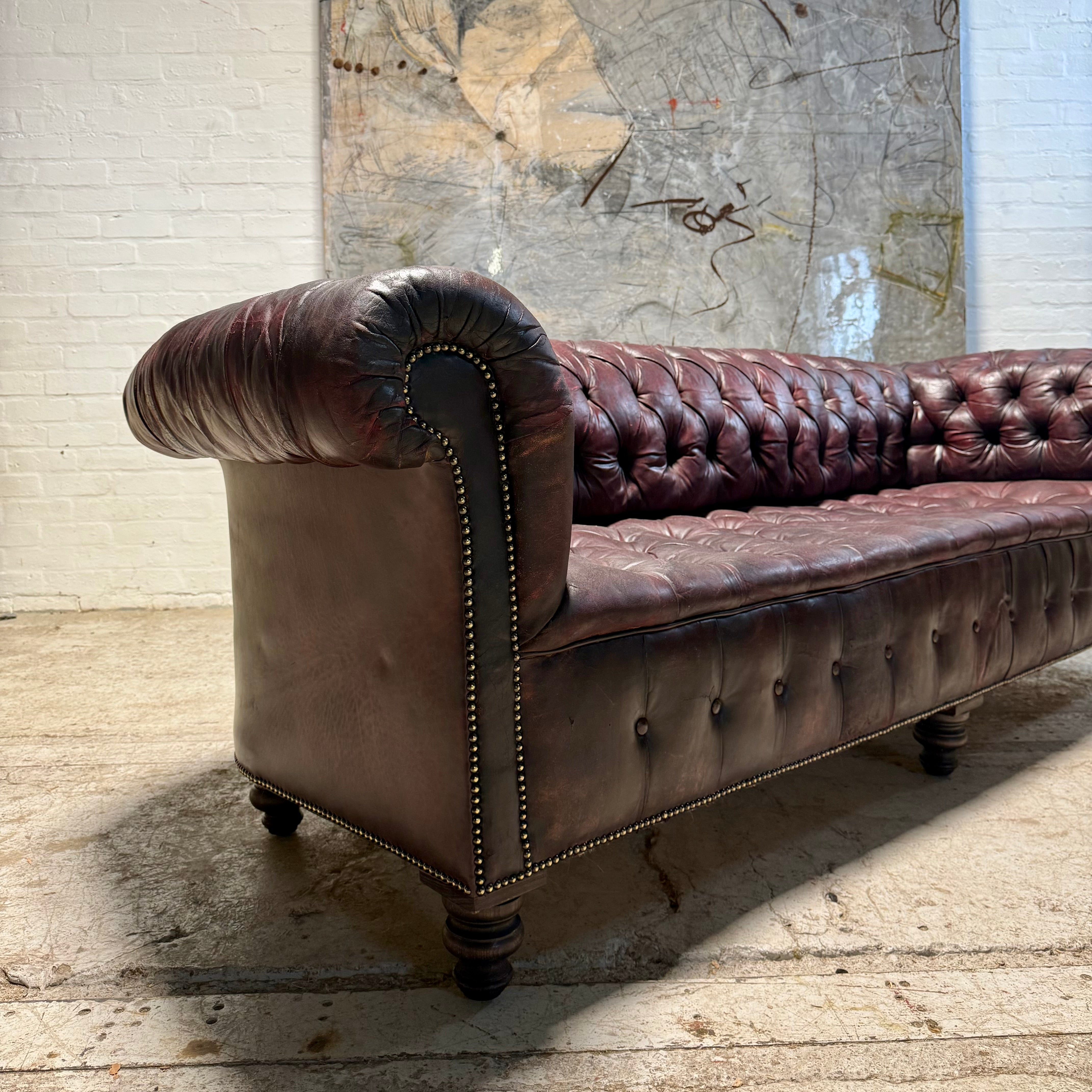 Exceptional Large Country House Leather Chesterfield Sofa Circa 1900