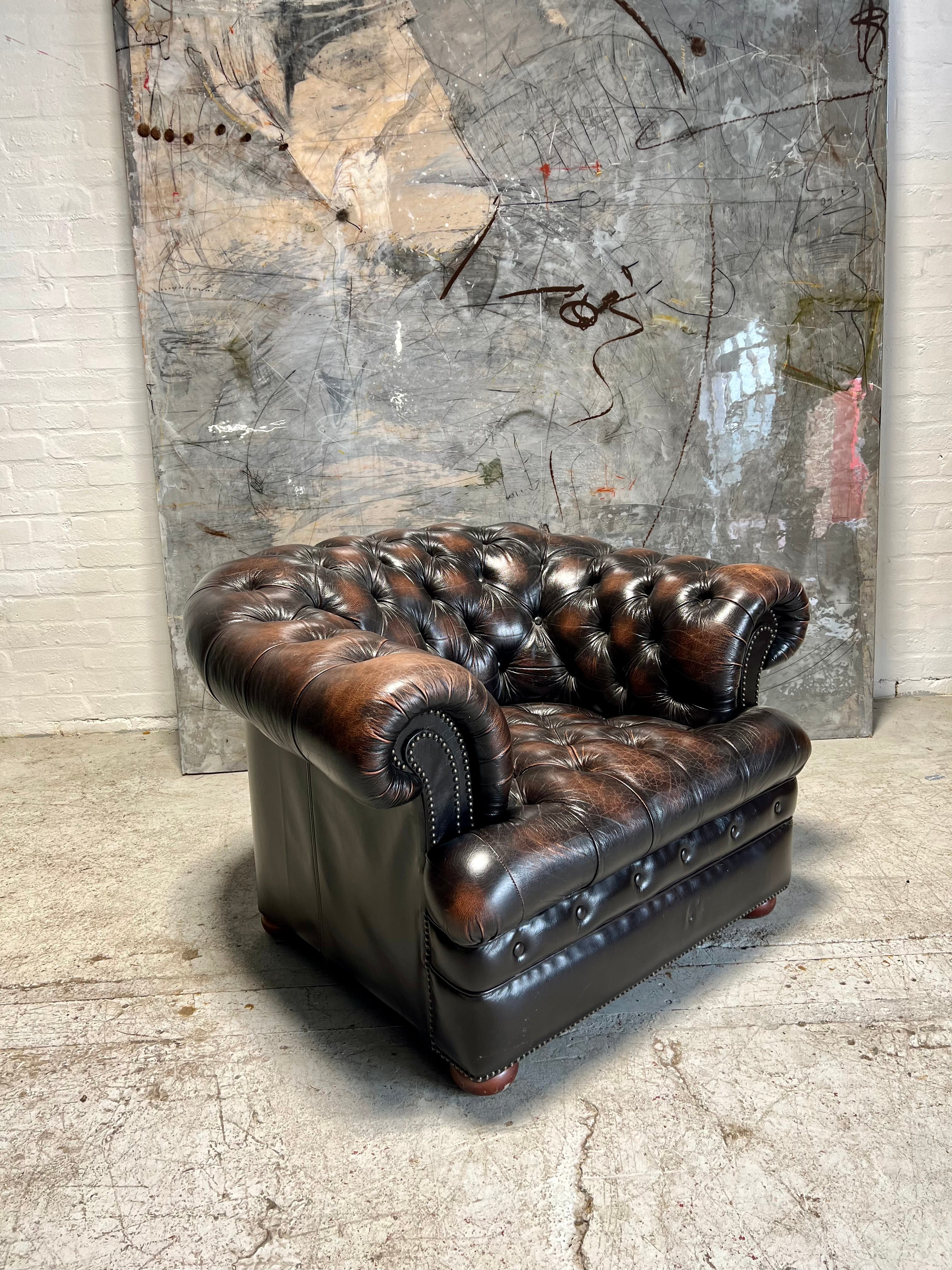 A Super Generous Brown Leather Chesterfield Club Chair