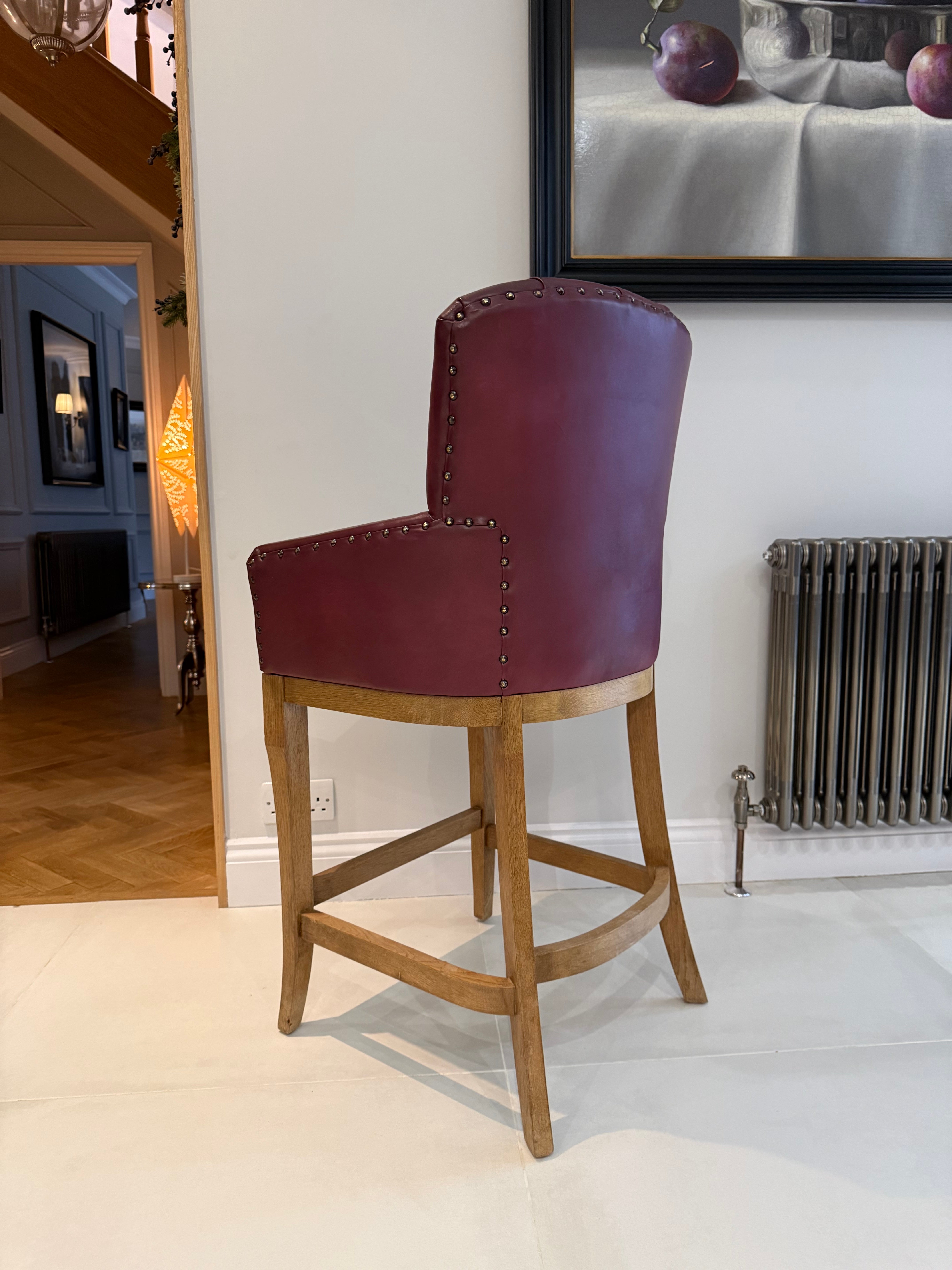 Our Munch Barstool in Hand Dyed Deep Orchid Leather