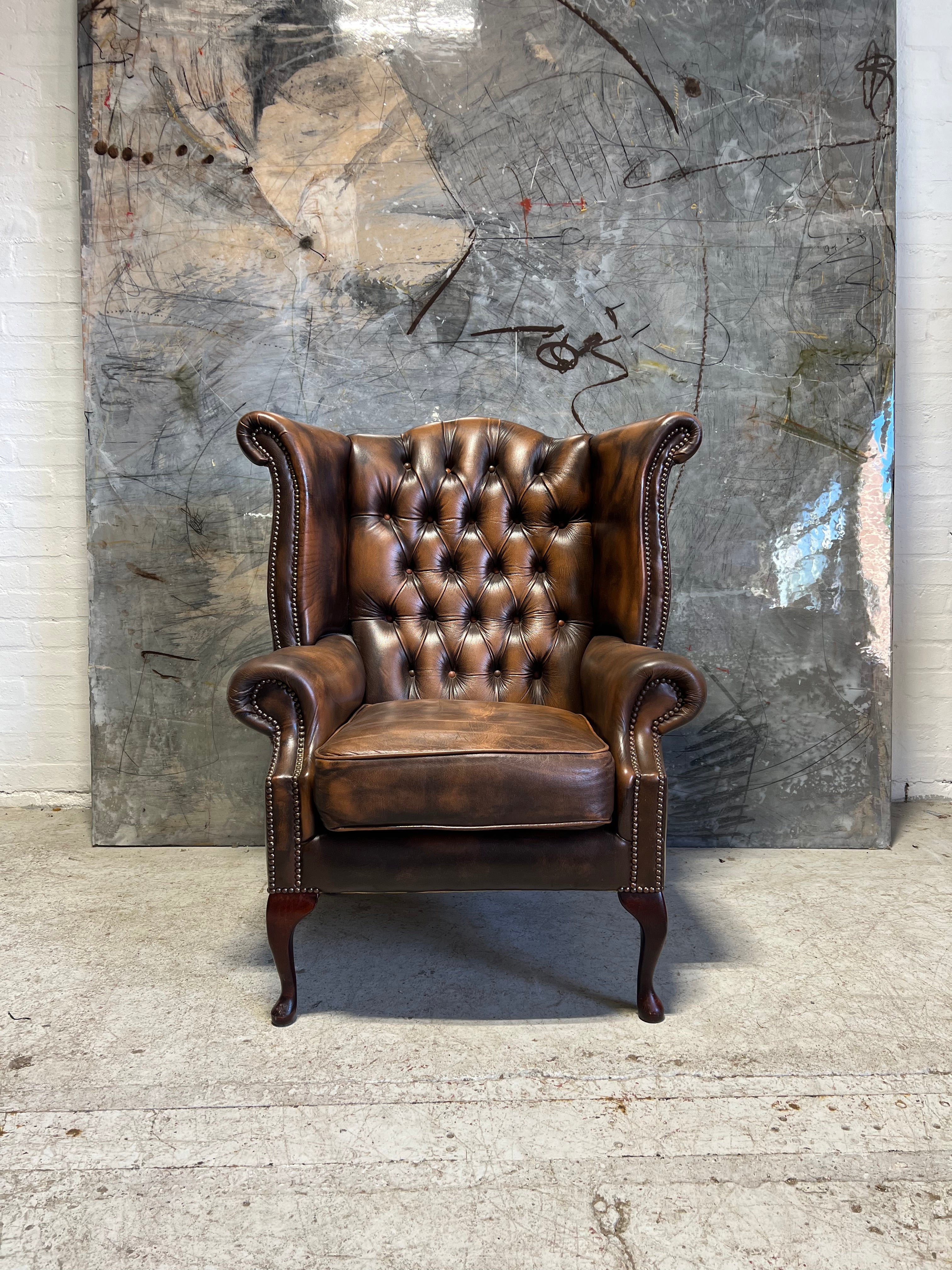 A Lovely Caramel Tan Leather Chesterfield 2 Seater Sofas