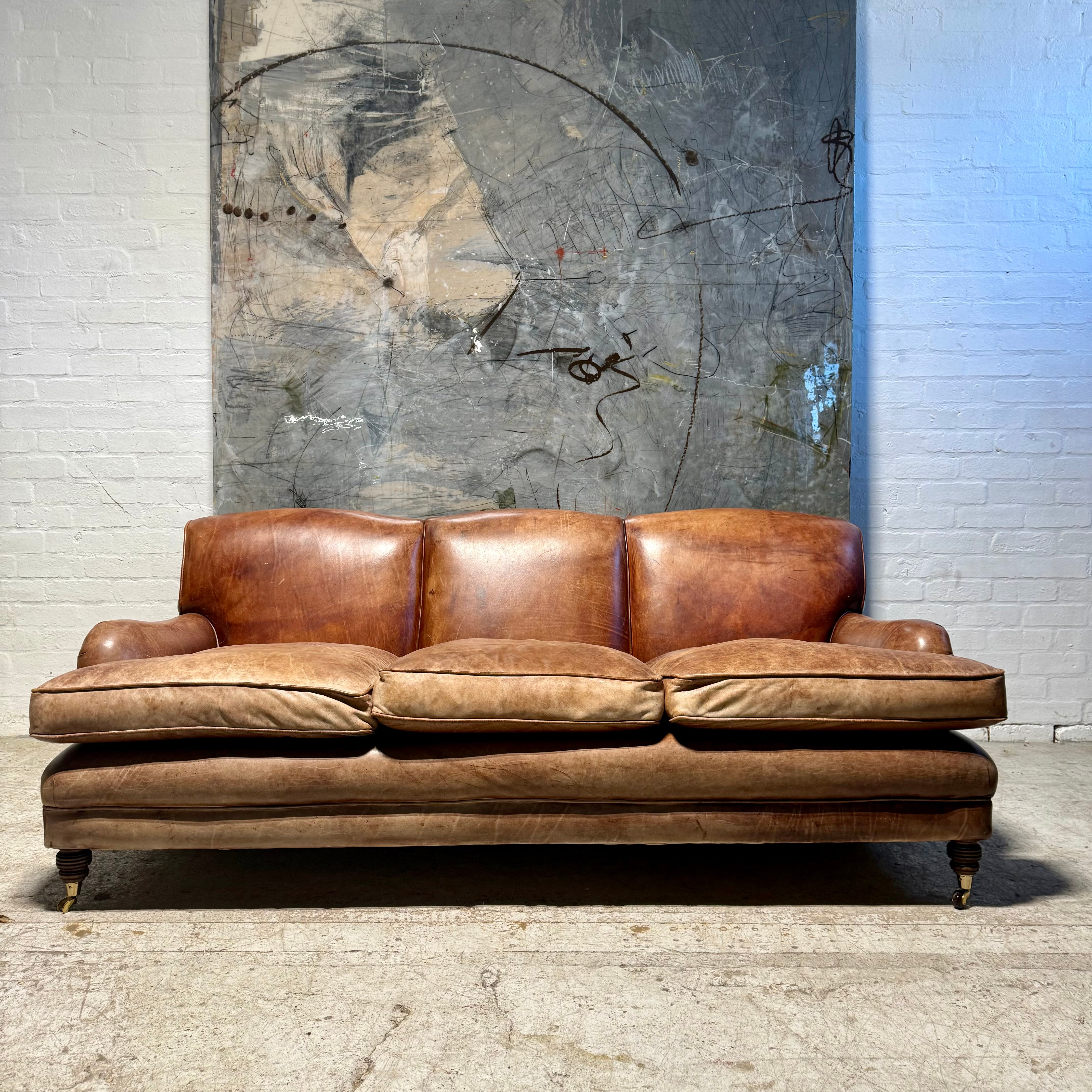 Our Hand Dyed Leather Howard Style Grenville Sofa circa 2012