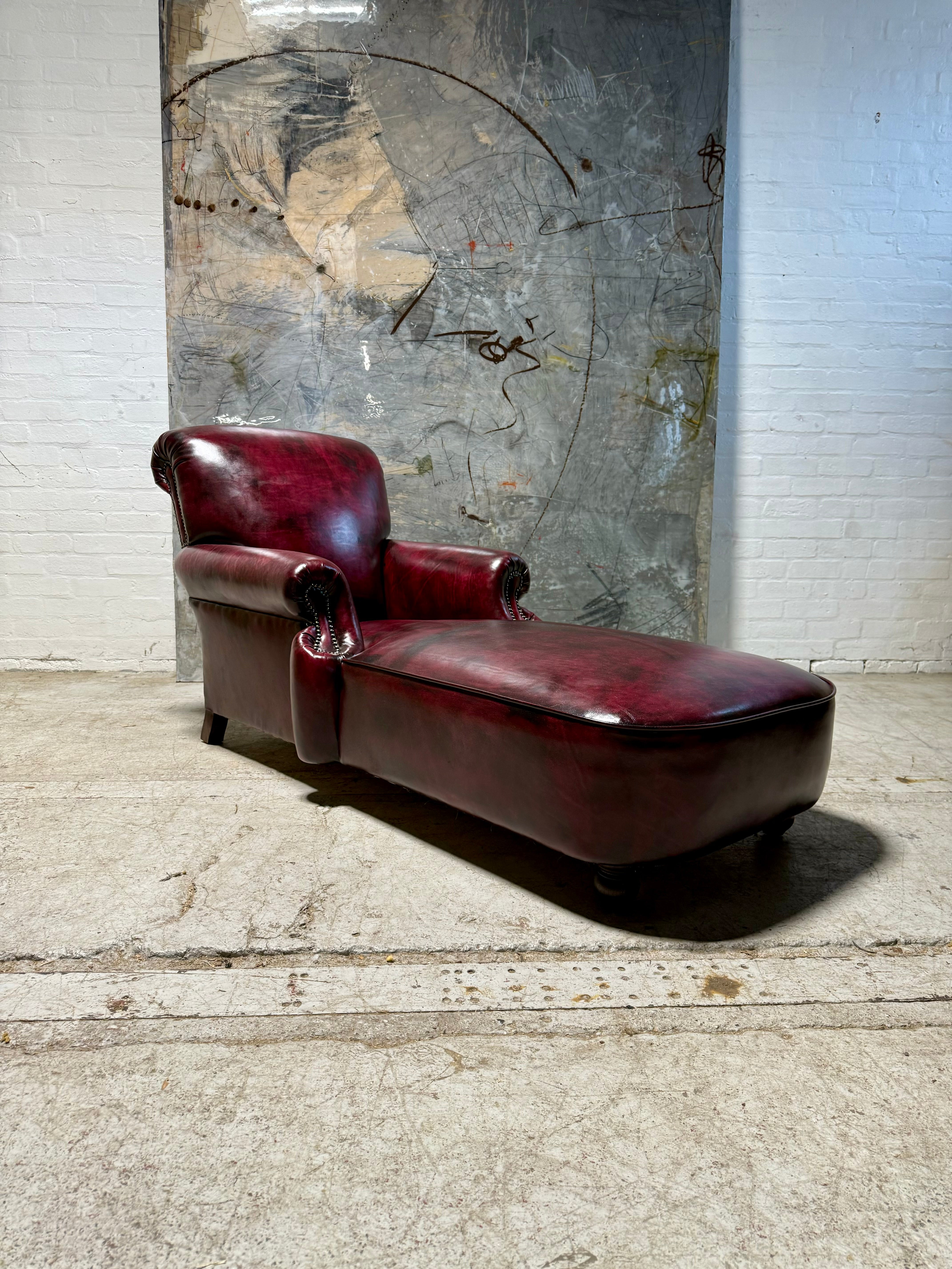 Our Shelburne Daybed in Hand Dyed Rich Orchid Leather - Matching Pair Available