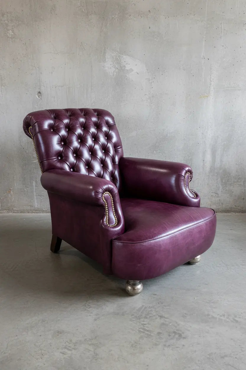 Shelburne Hand Dyed Leather Armchair in Deep Orchard Robinson of England