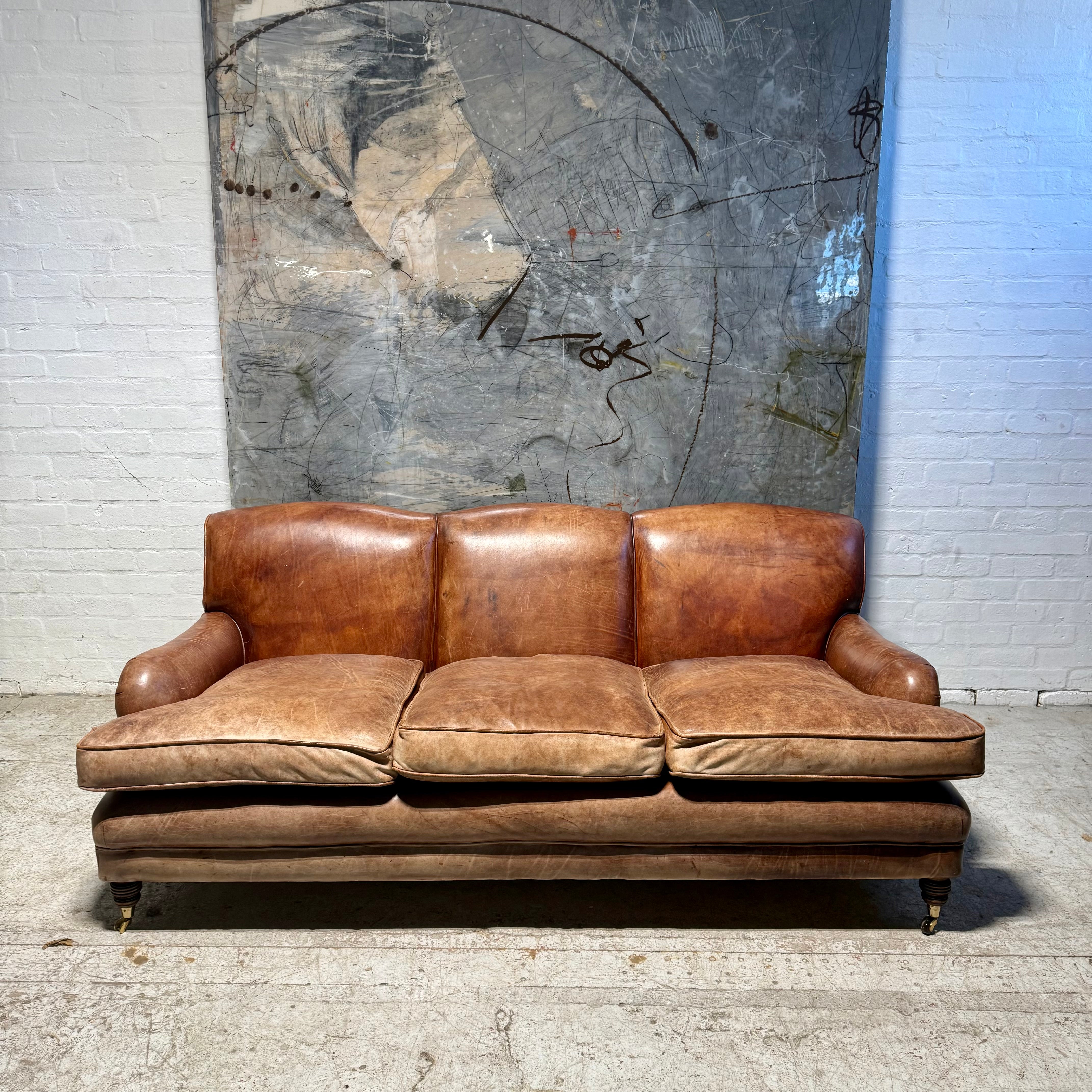 Our Hand Dyed Leather Howard Style Grenville Sofa circa 2012
