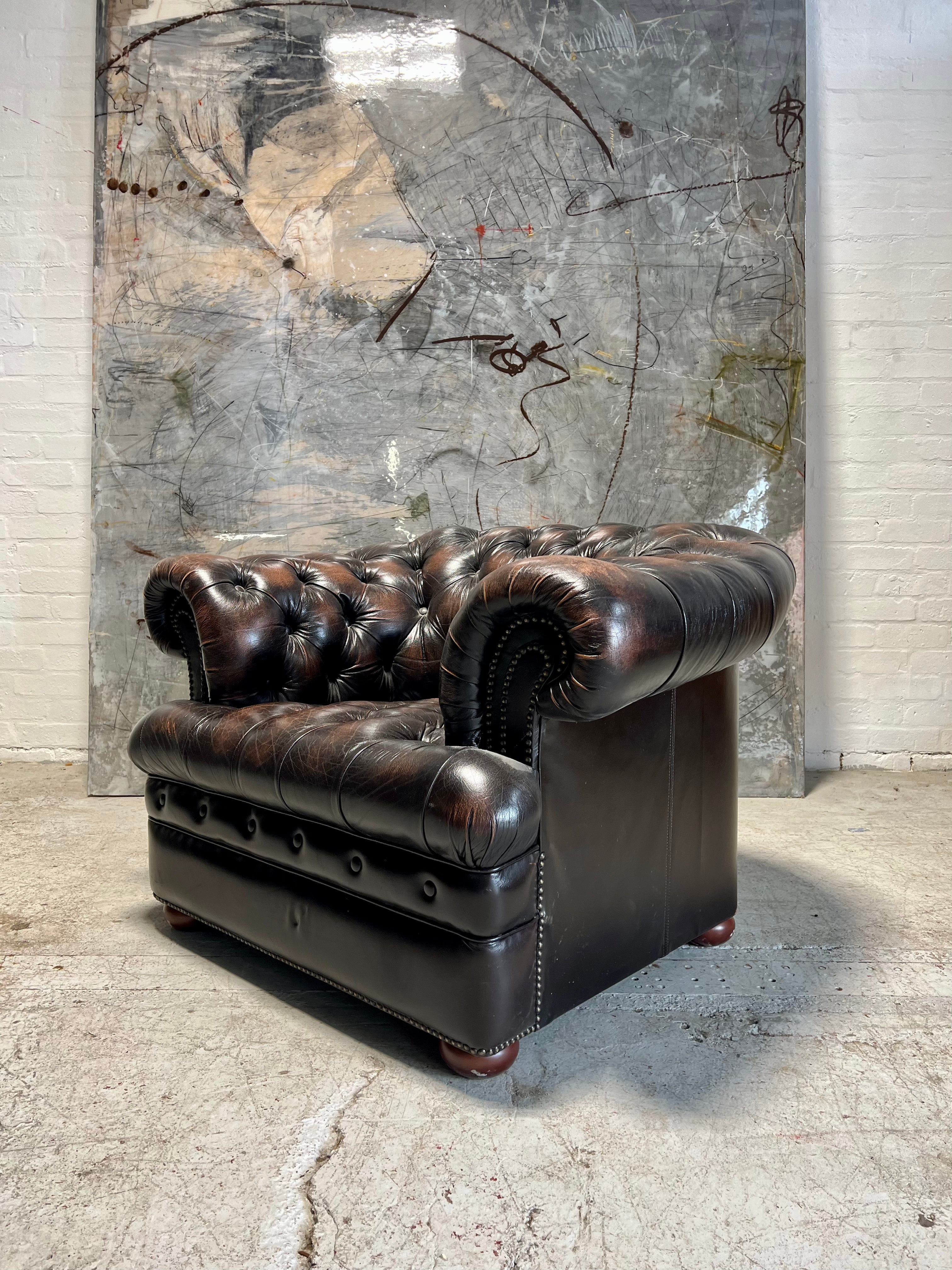 A Super Generous Brown Leather Chesterfield Club Chair