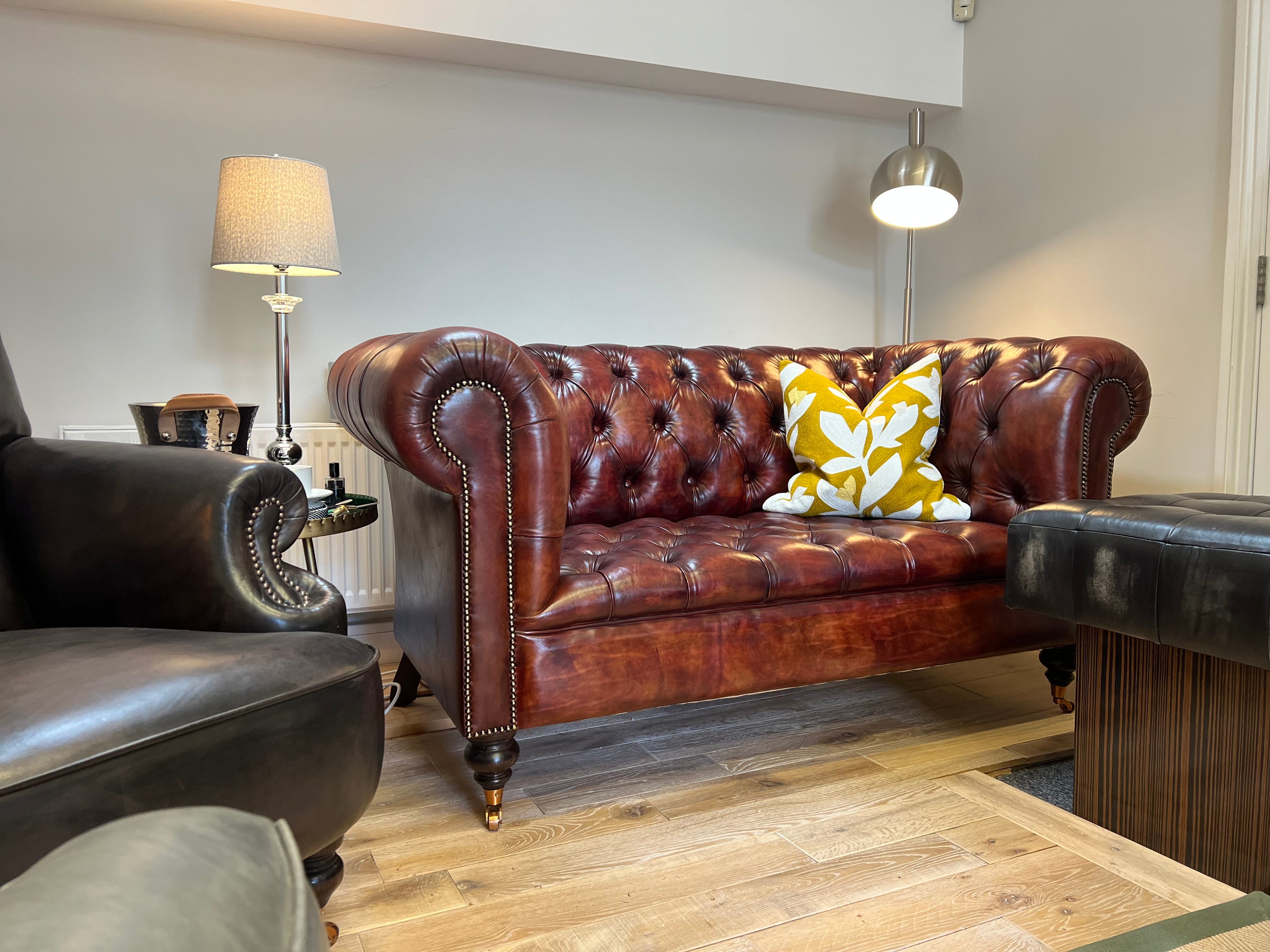 Wilmington Hand Dyed Leather Chesterfield Sofa