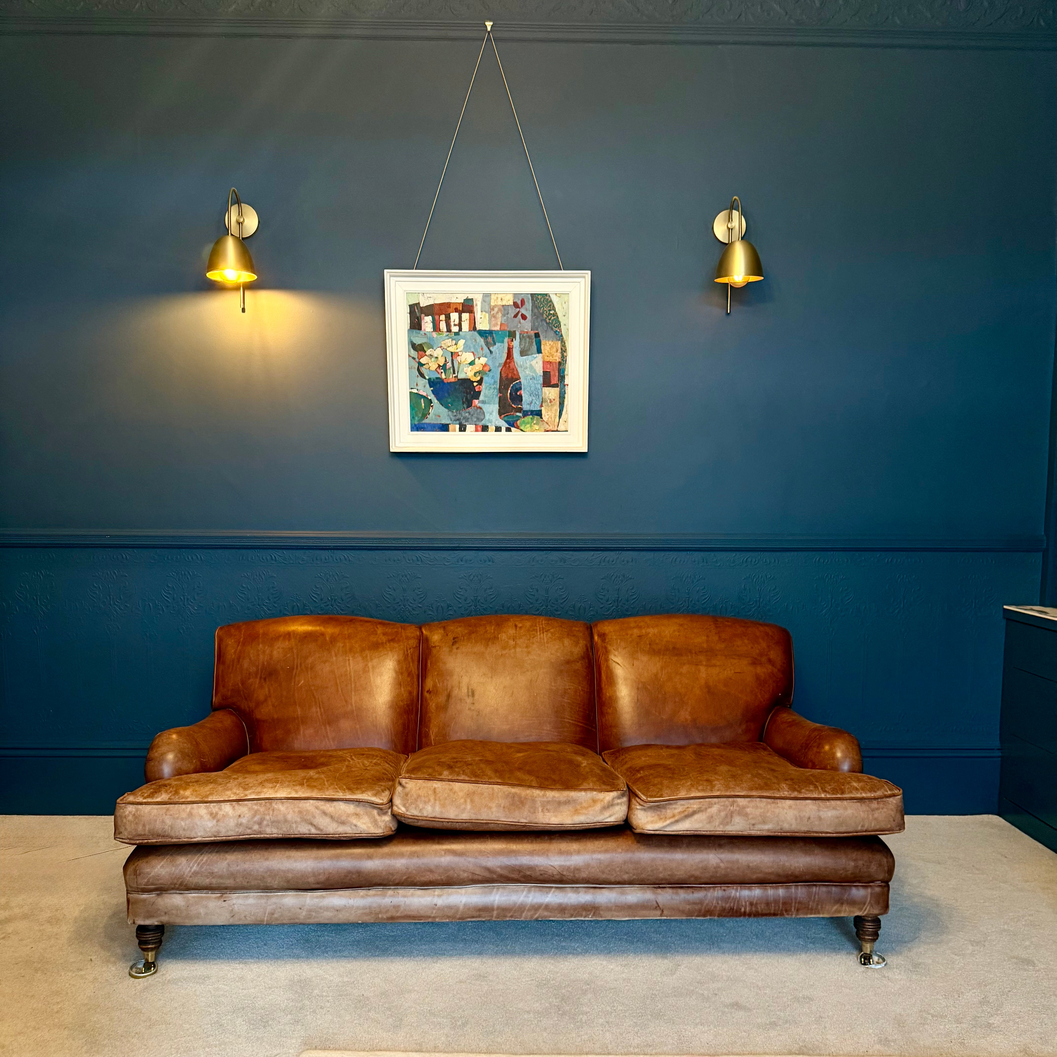Our Hand Dyed Leather Howard Style Grenville Sofa circa 2012