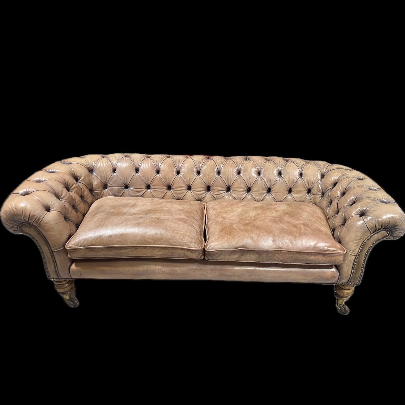 Very Beautiful 19thC Leather Chesterfield Sofa in Hand Dyed Leathers