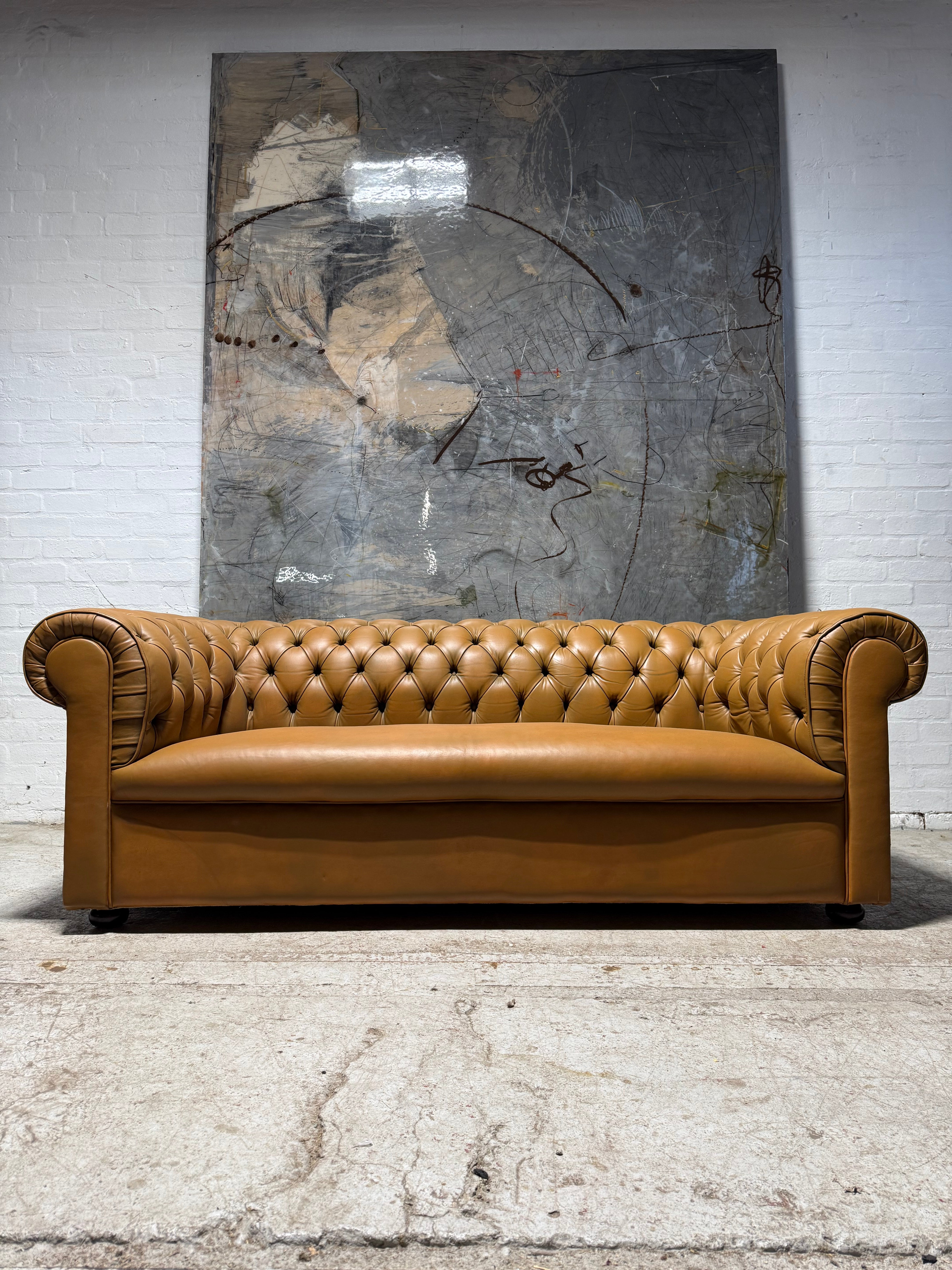 Vintage MidC Leather 3 Seater Chesterfield Sofa