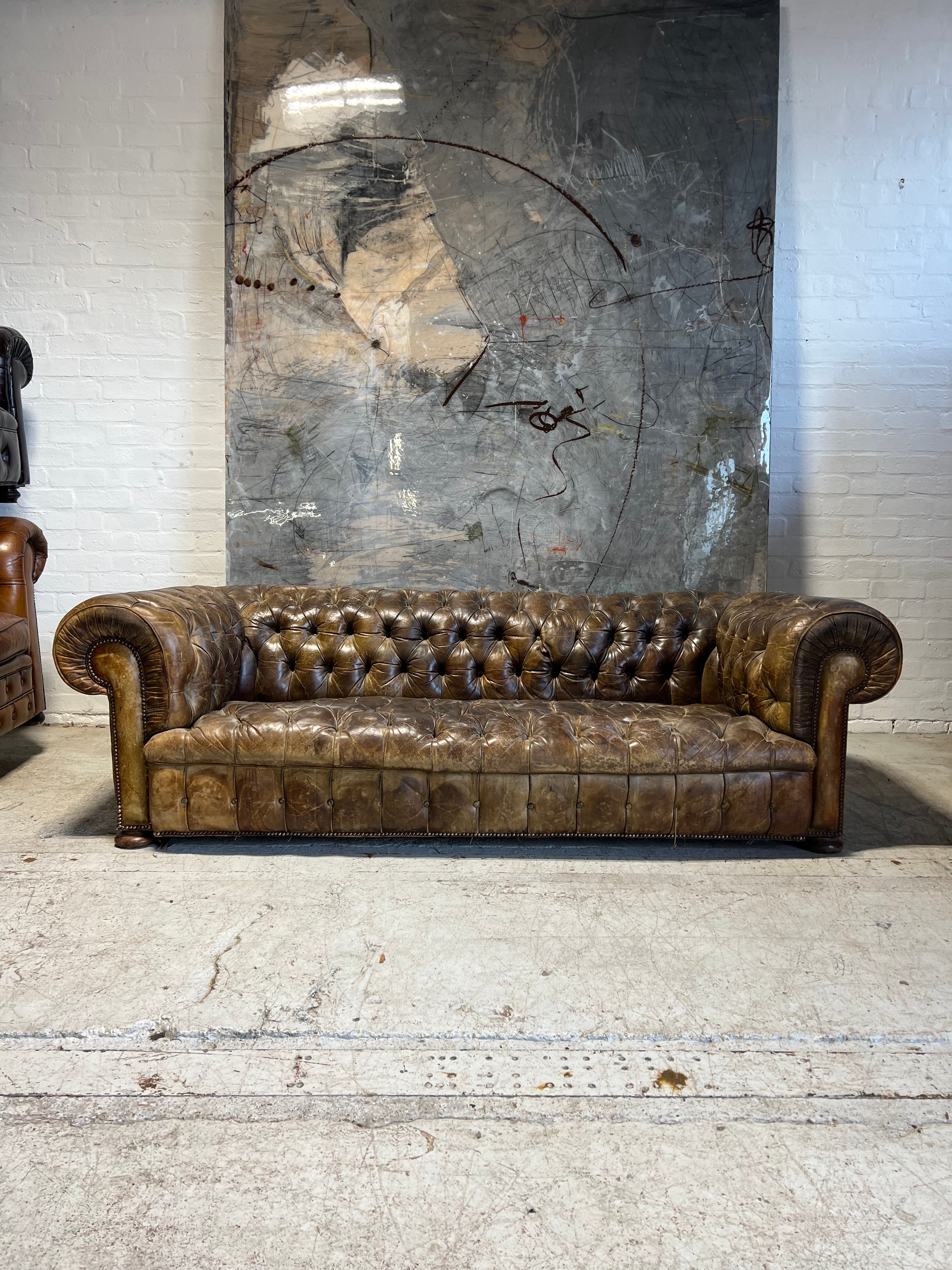 Wow!  A Beautiful Early 20thC Leather Chesterfield Sofa Of Great Proportions