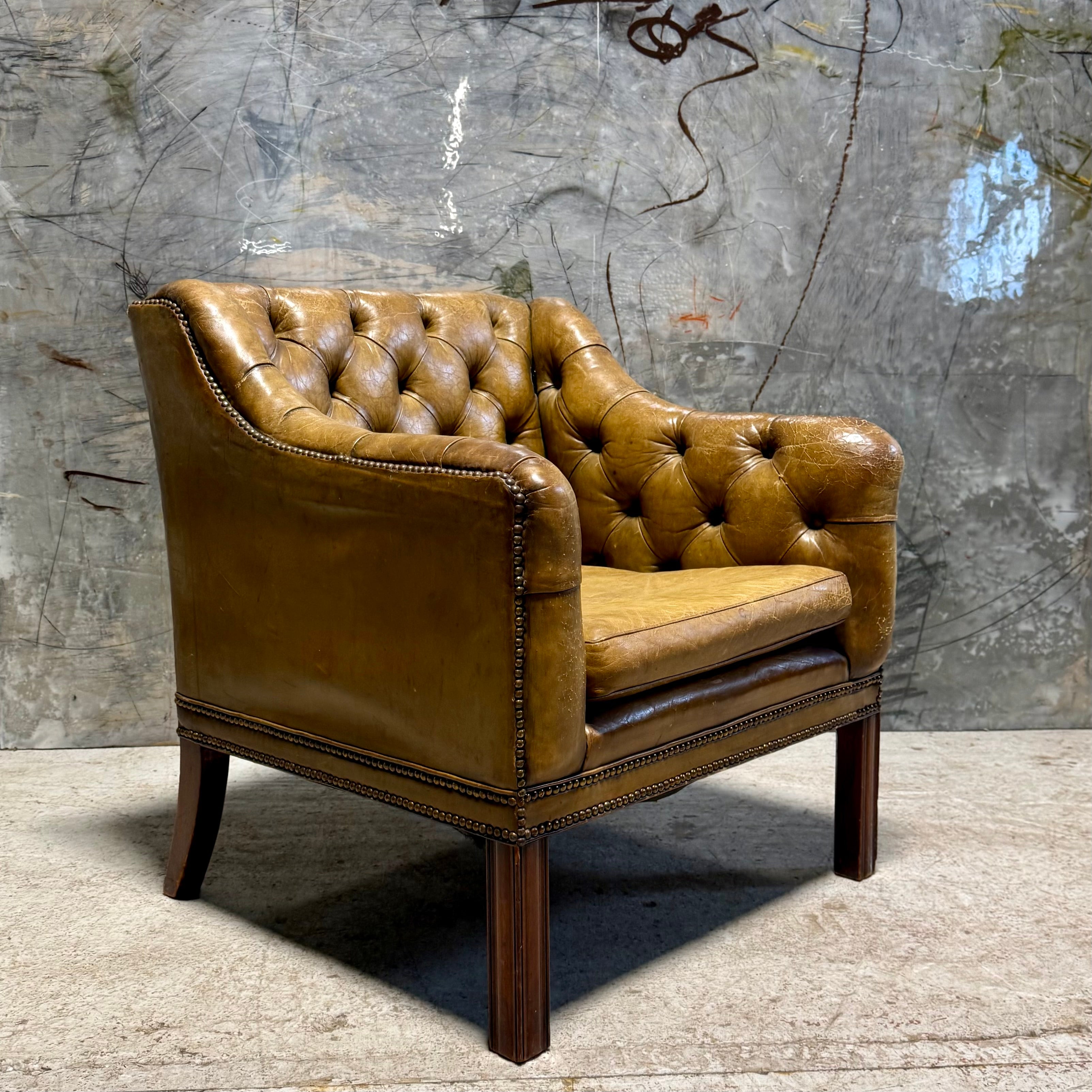 MidC Hand Dyed Leather Library Chair