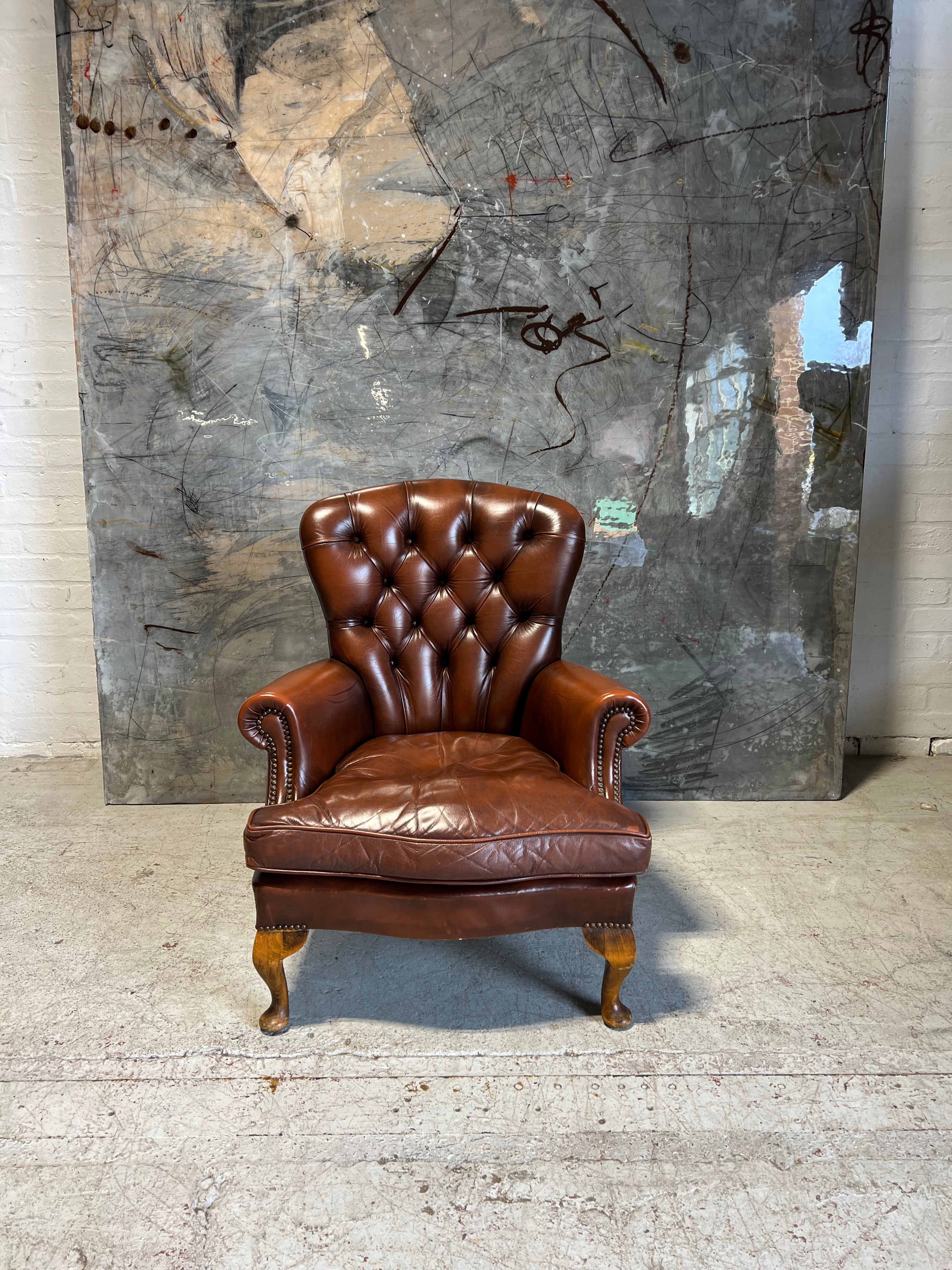 2 of 4 - A Beautiful Pair of Beat Side Chairs in Lovely Rich Brown Leather