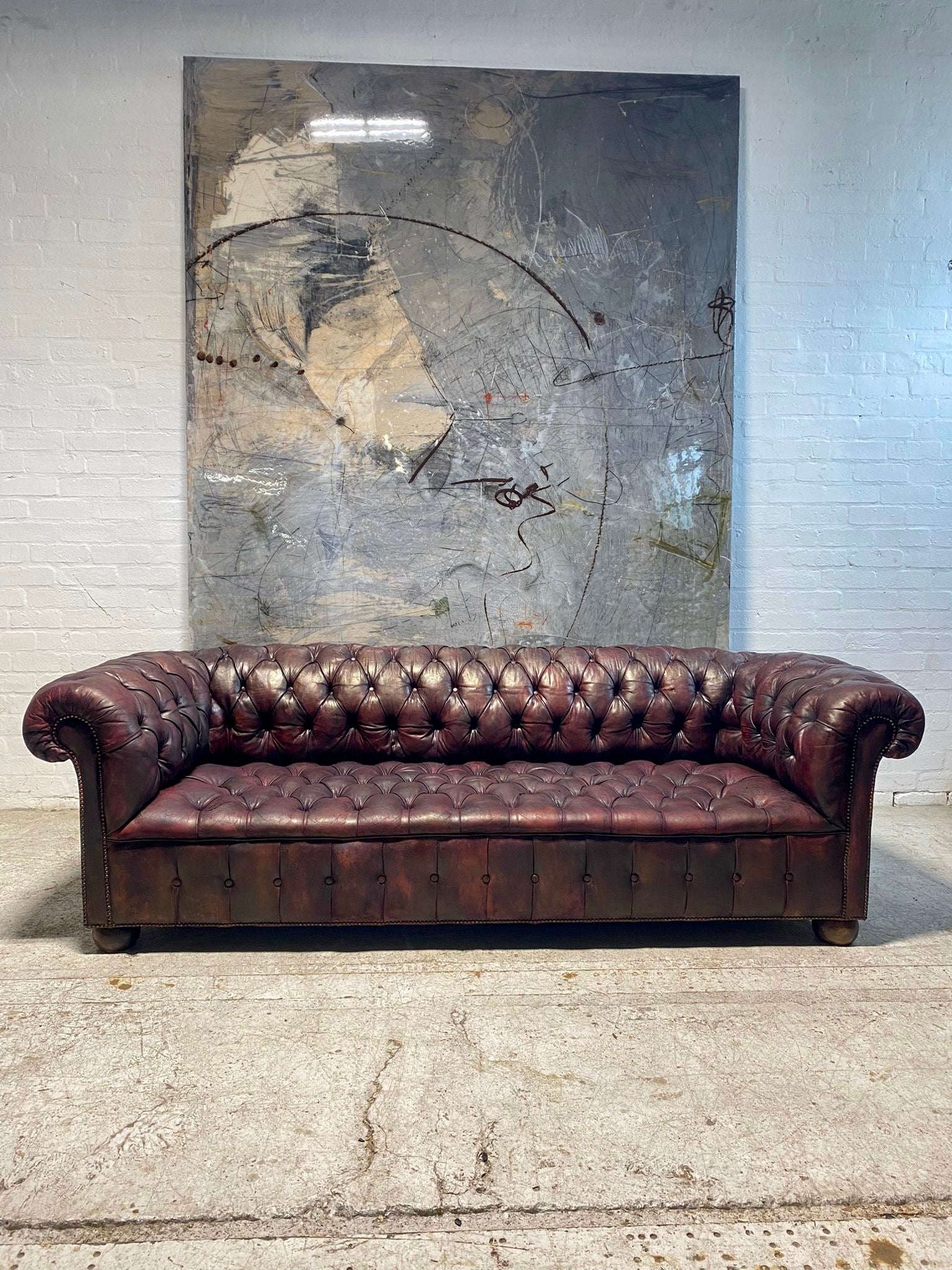 Exceptional Large Country House Leather Chesterfield Sofa Circa 1900