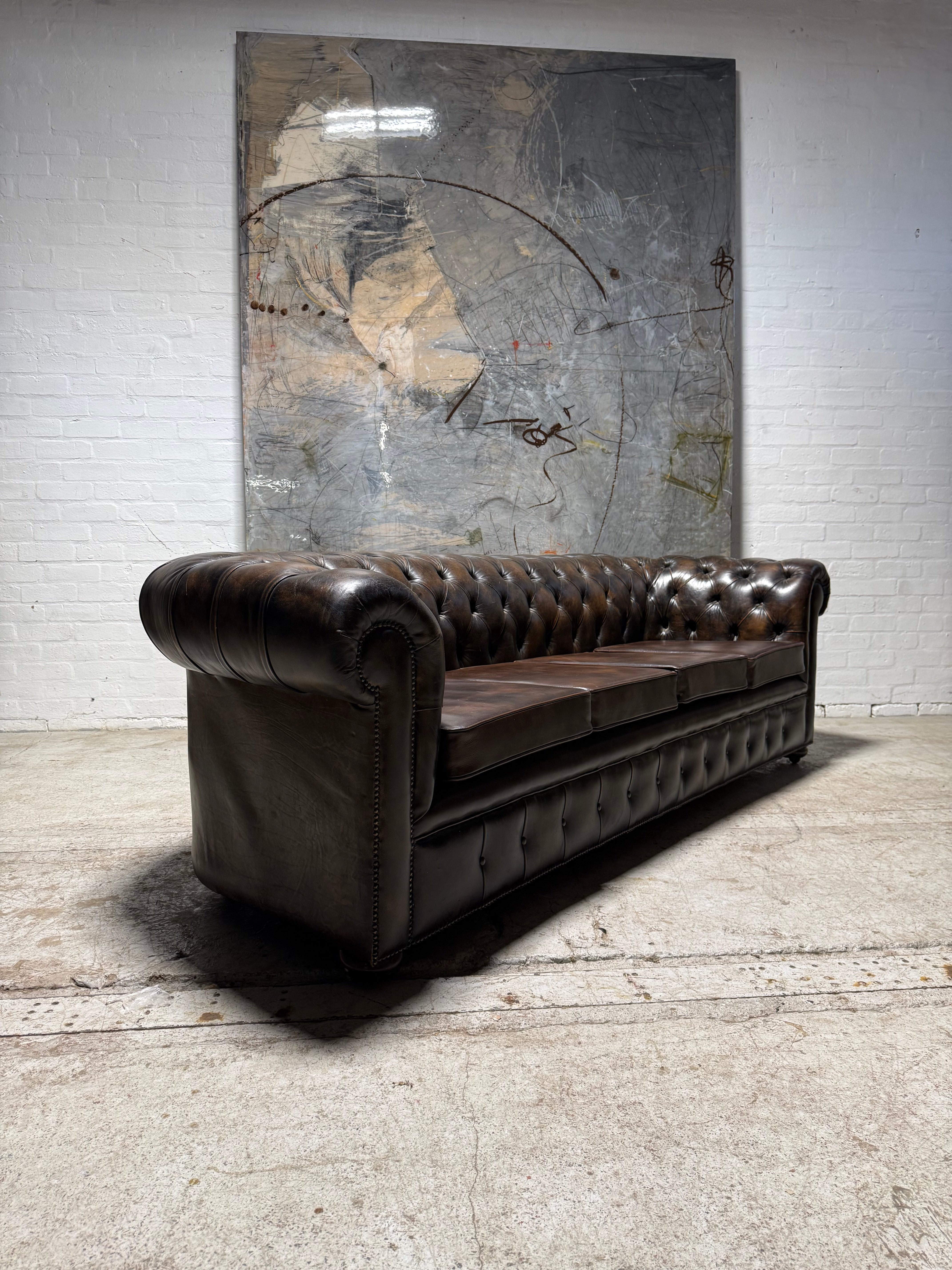 1 of Pair - Very Very well built 4 Seater Leather Chesterfield Sofa