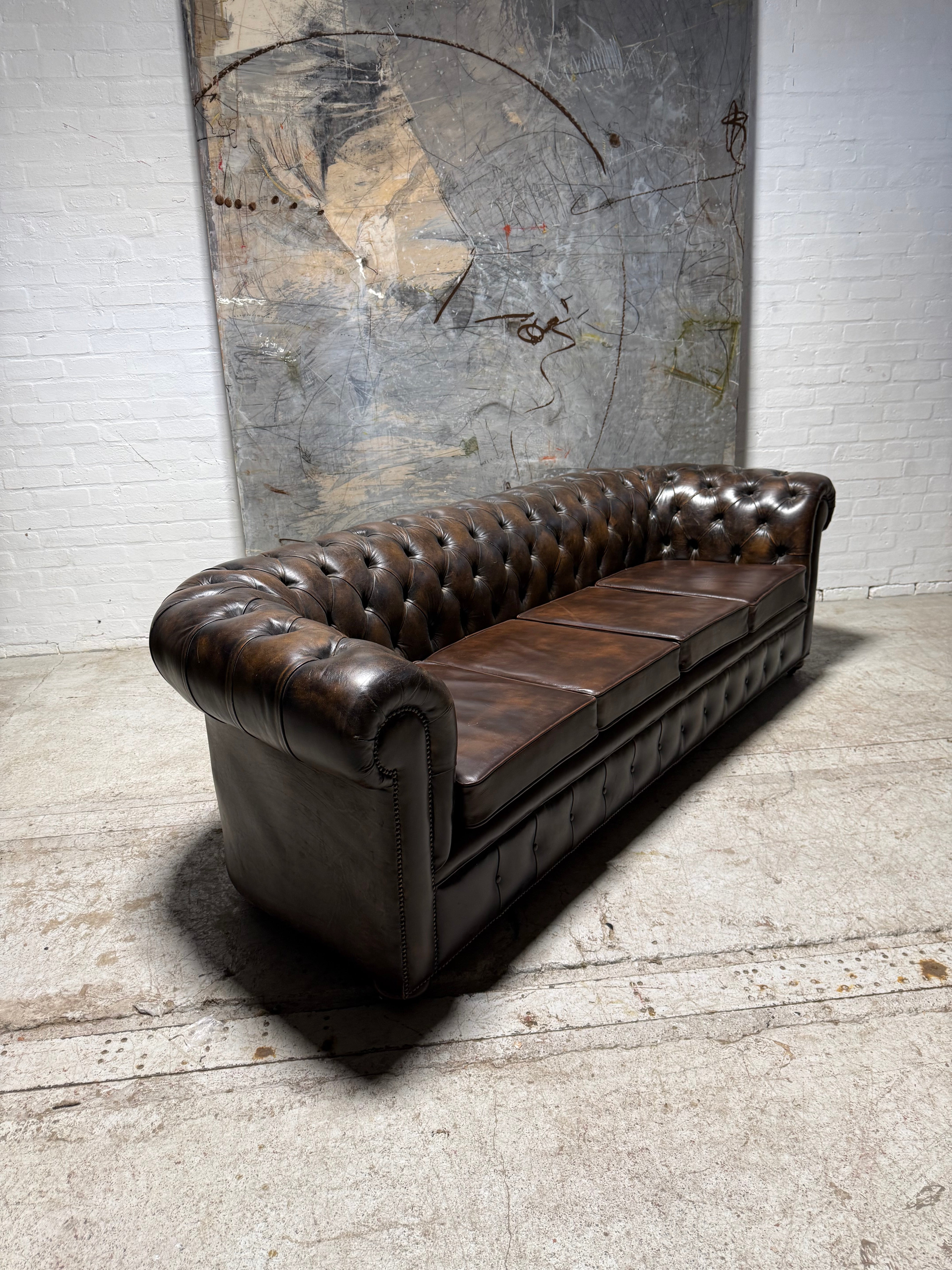 1 of Pair - Very Very well built 4 Seater Leather Chesterfield Sofa