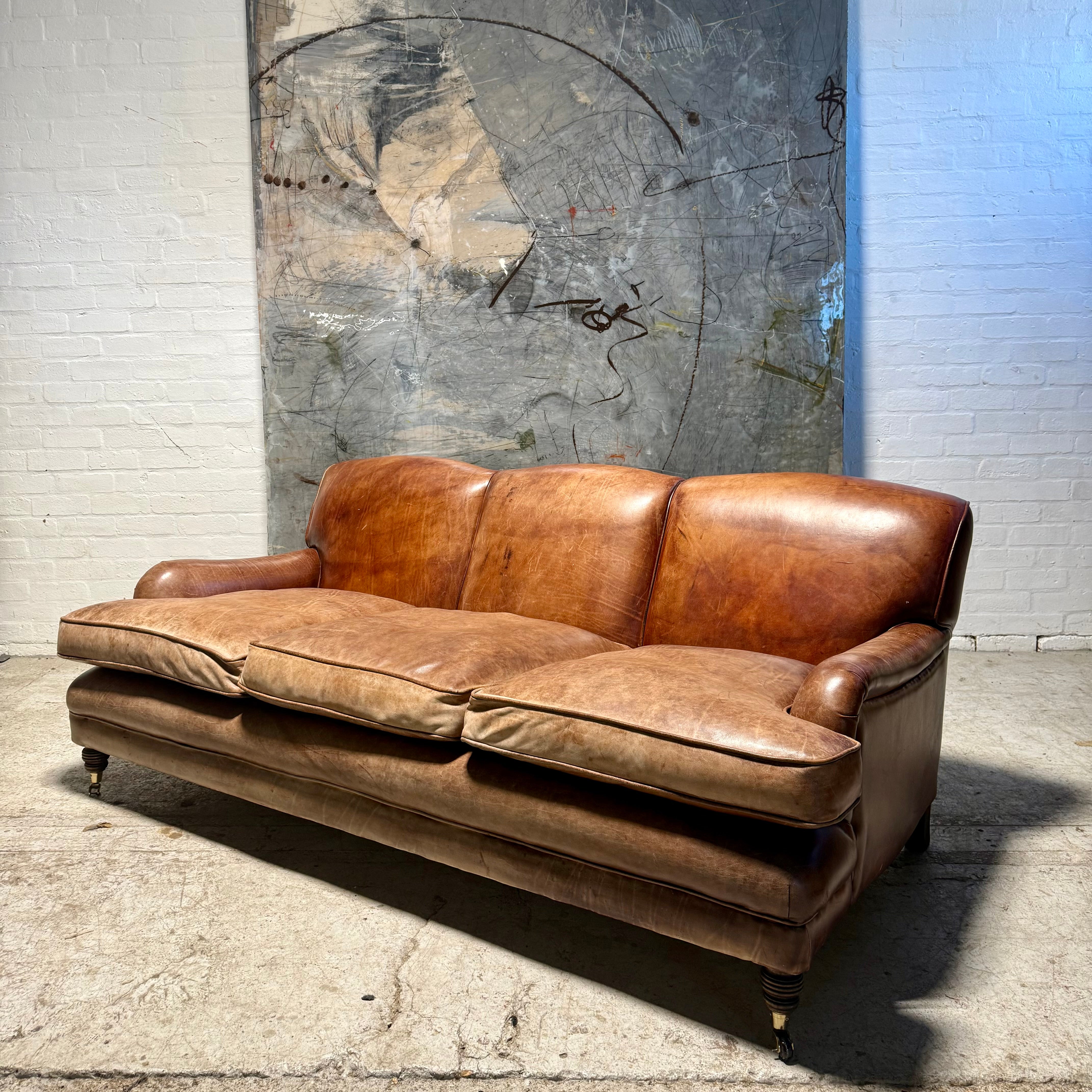 Our Hand Dyed Leather Howard Style Grenville Sofa circa 2012