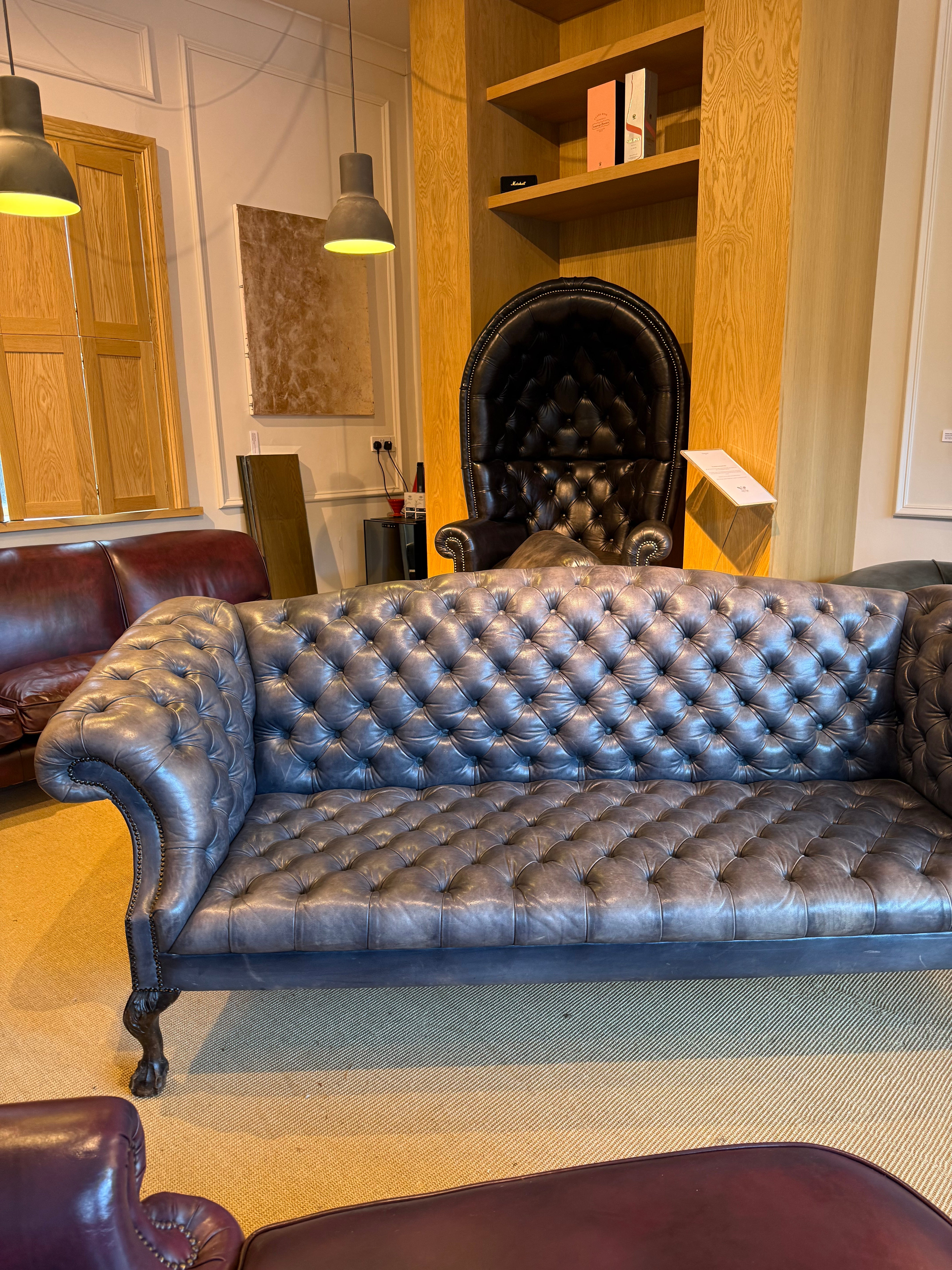 4 Seater Rockingham Chippendale Sofa in hand Dyed Ocean Blue