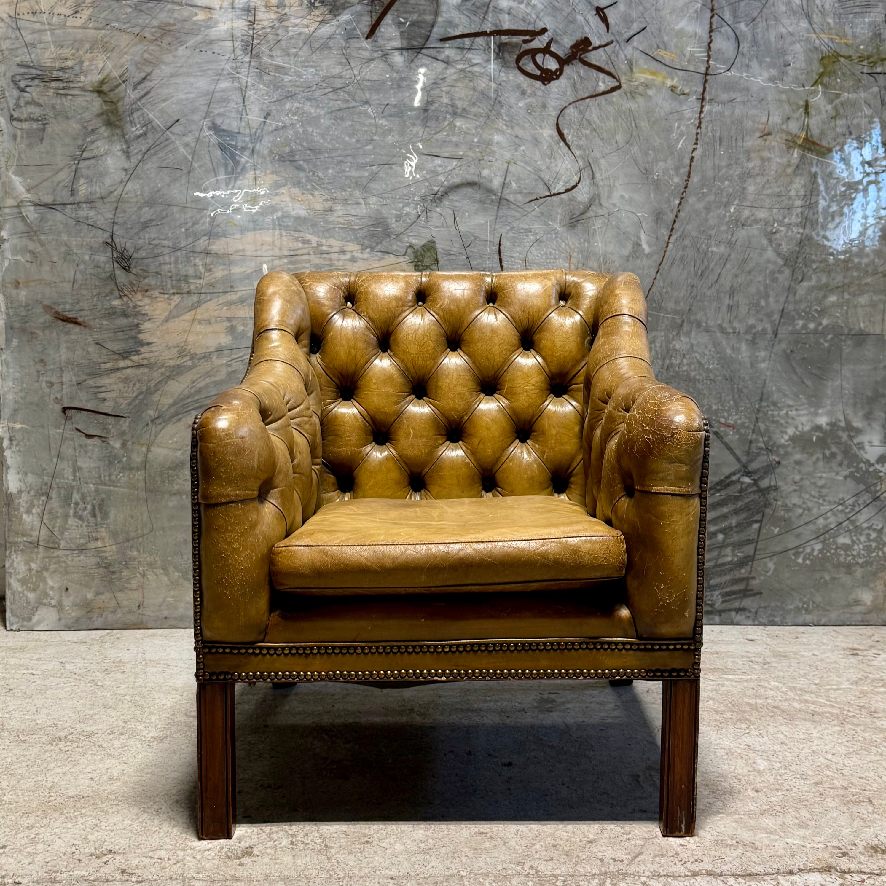 MidC Hand Dyed Leather Library Chair