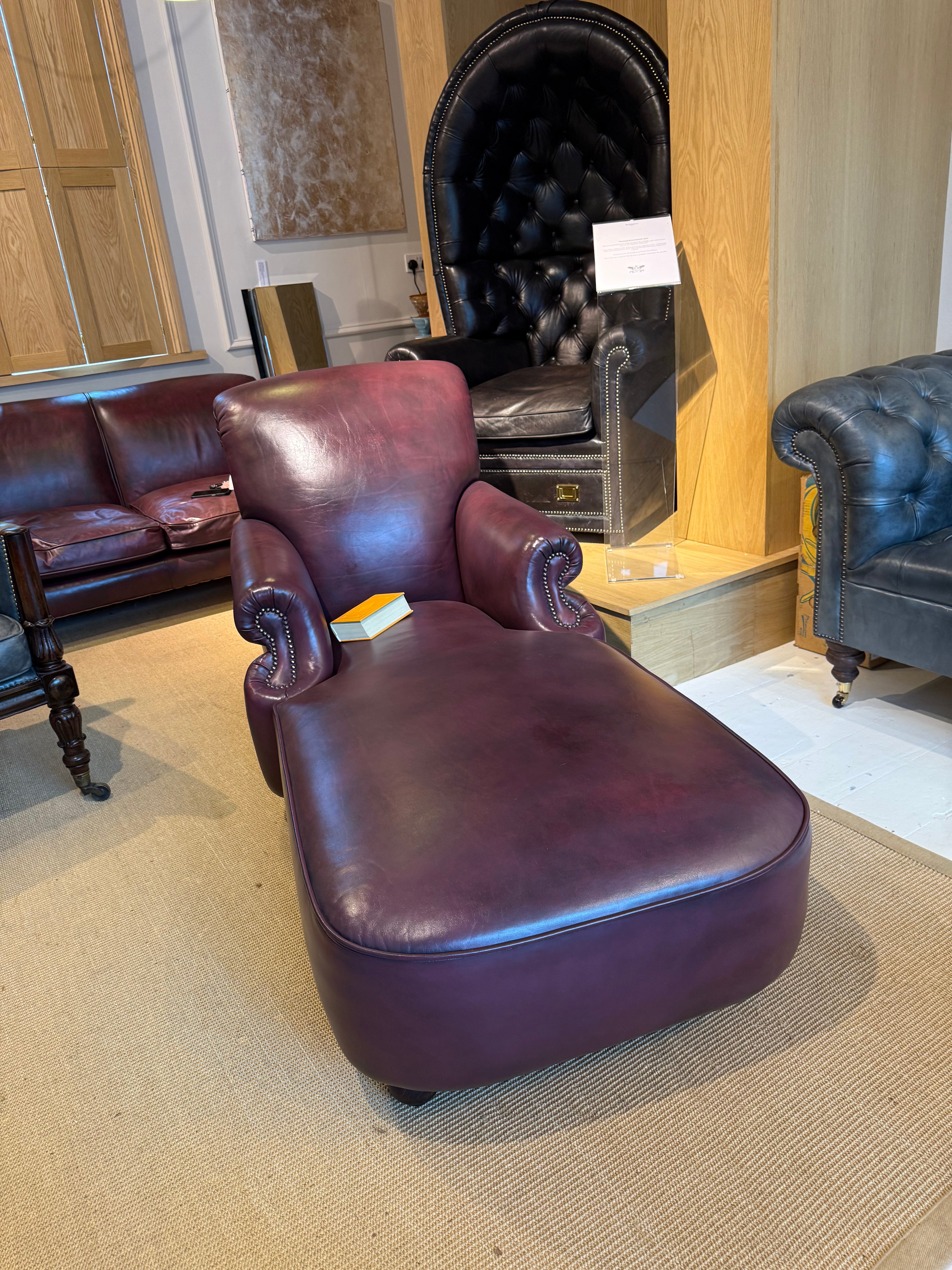 Our Shelburne Daybed in Hand Dyed Rich Orchid Leather - Matching Pair Available