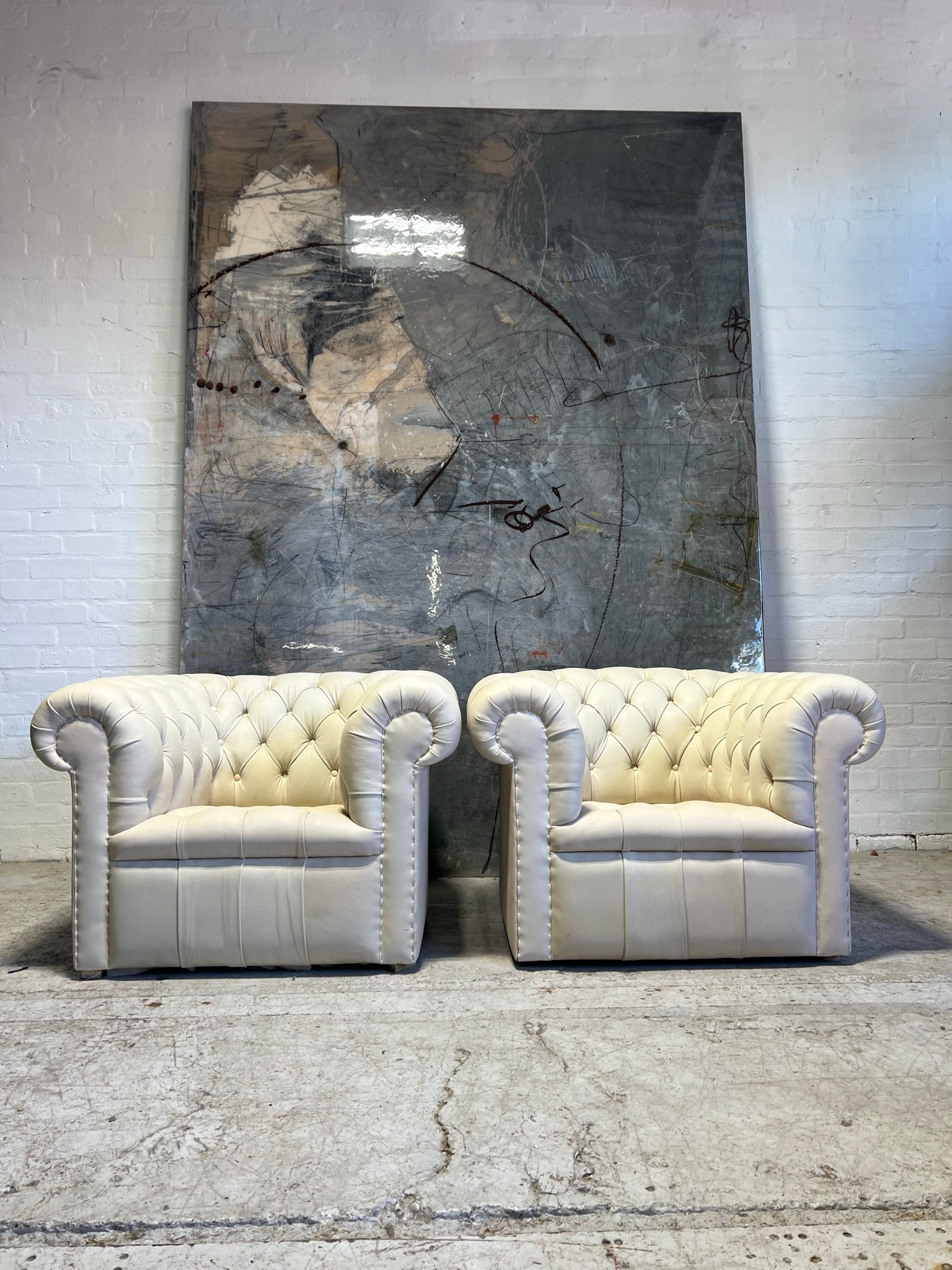 Fully Restored Matching Pair of Chesterfield Club Chairs Finished in our Hand Dyed Leathers