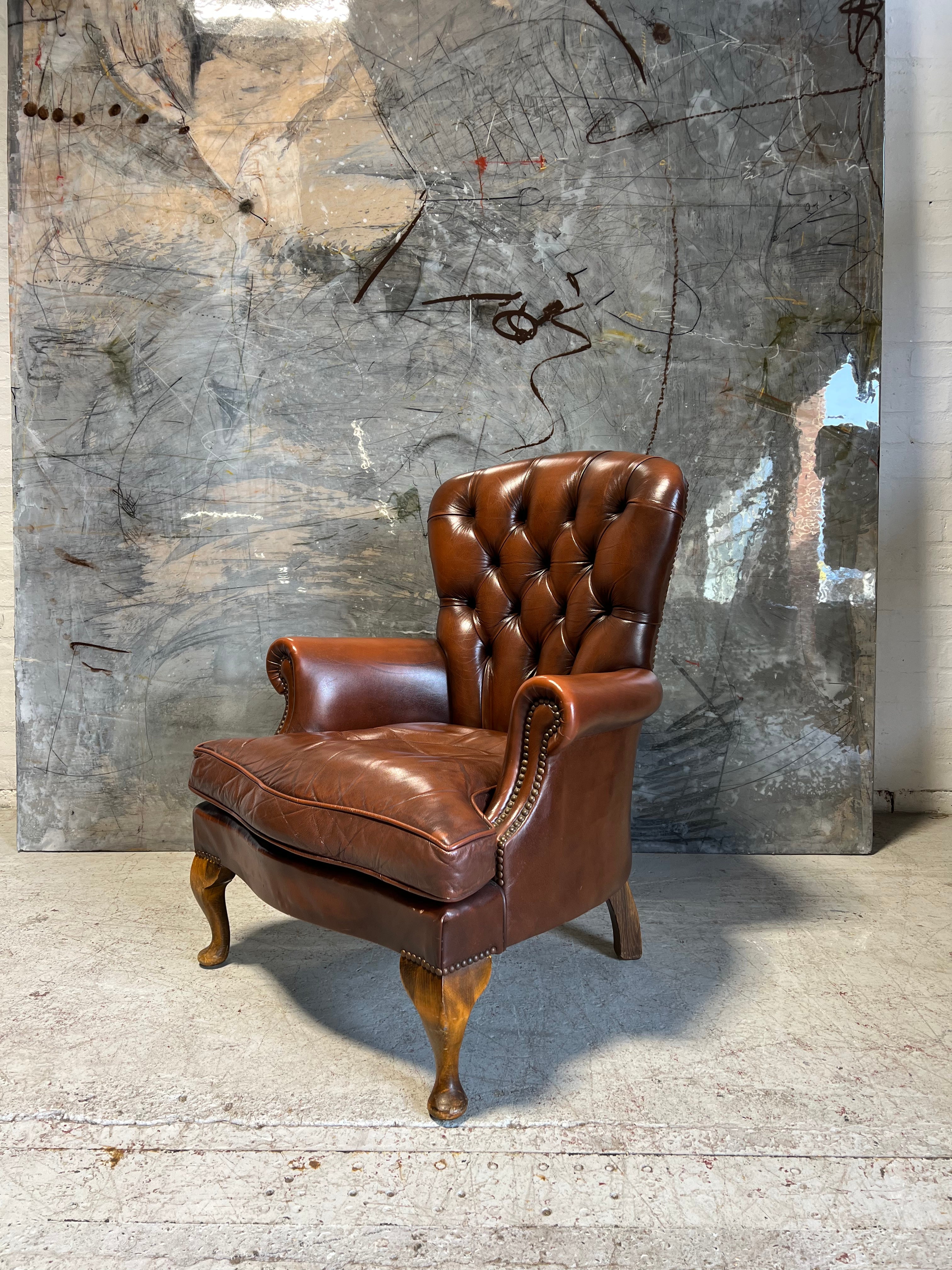 2 of 4 - A Beautiful Pair of Beat Side Chairs in Lovely Rich Brown Leather