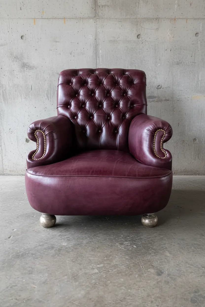 Shelburne Hand Dyed Leather Armchair in Deep Orchard Robinson of England