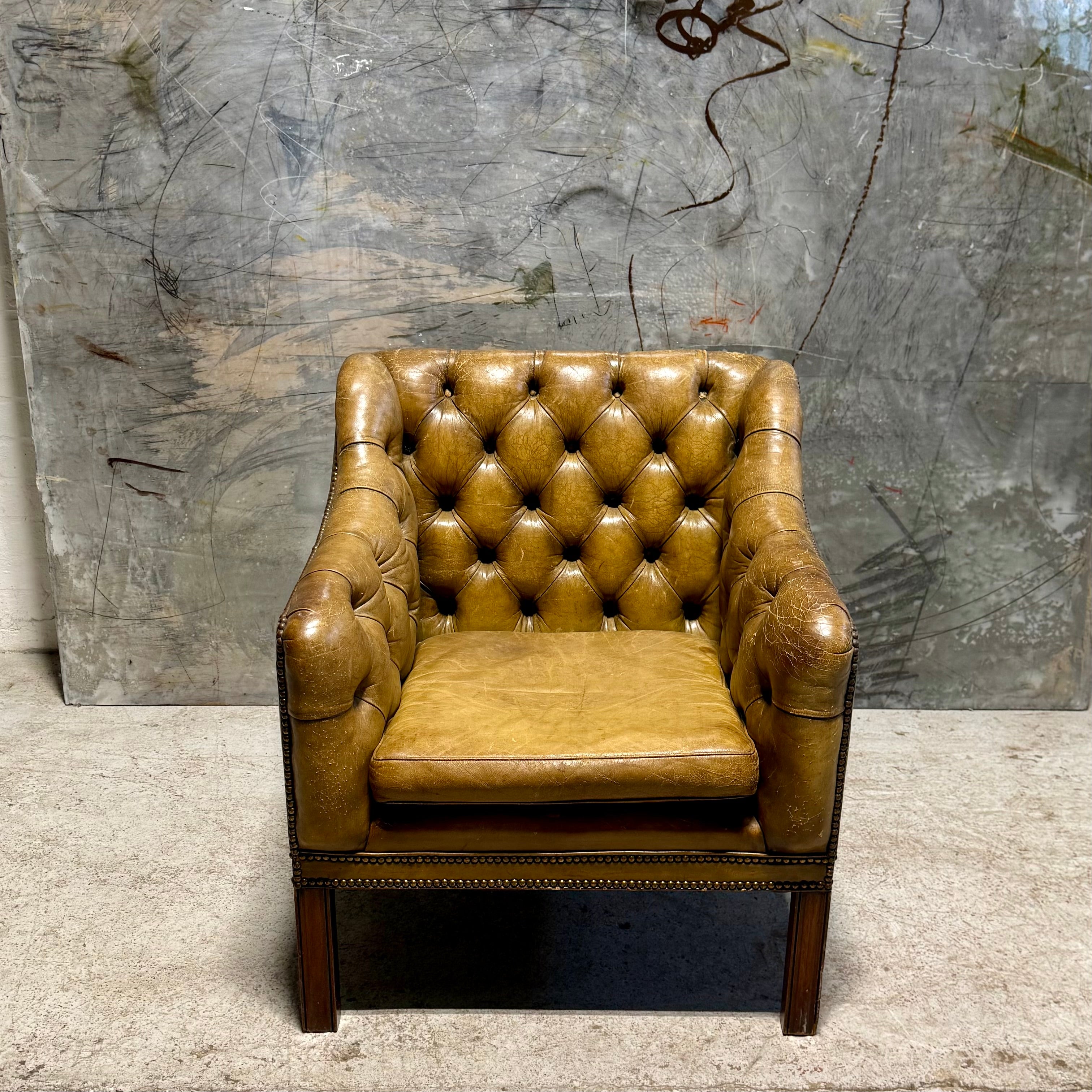 MidC Hand Dyed Leather Library Chair