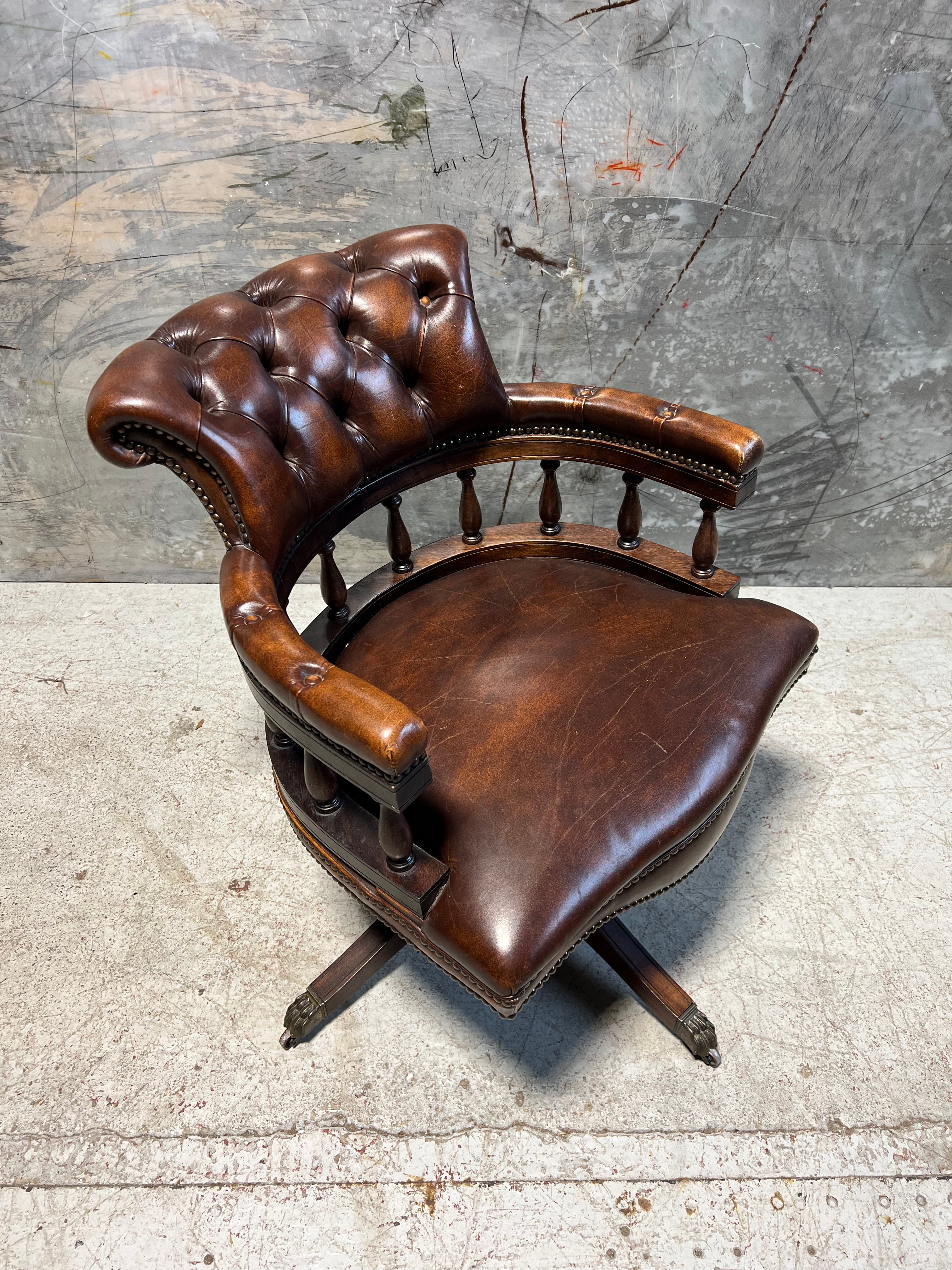 Beautiful Little Leather Captains Chair