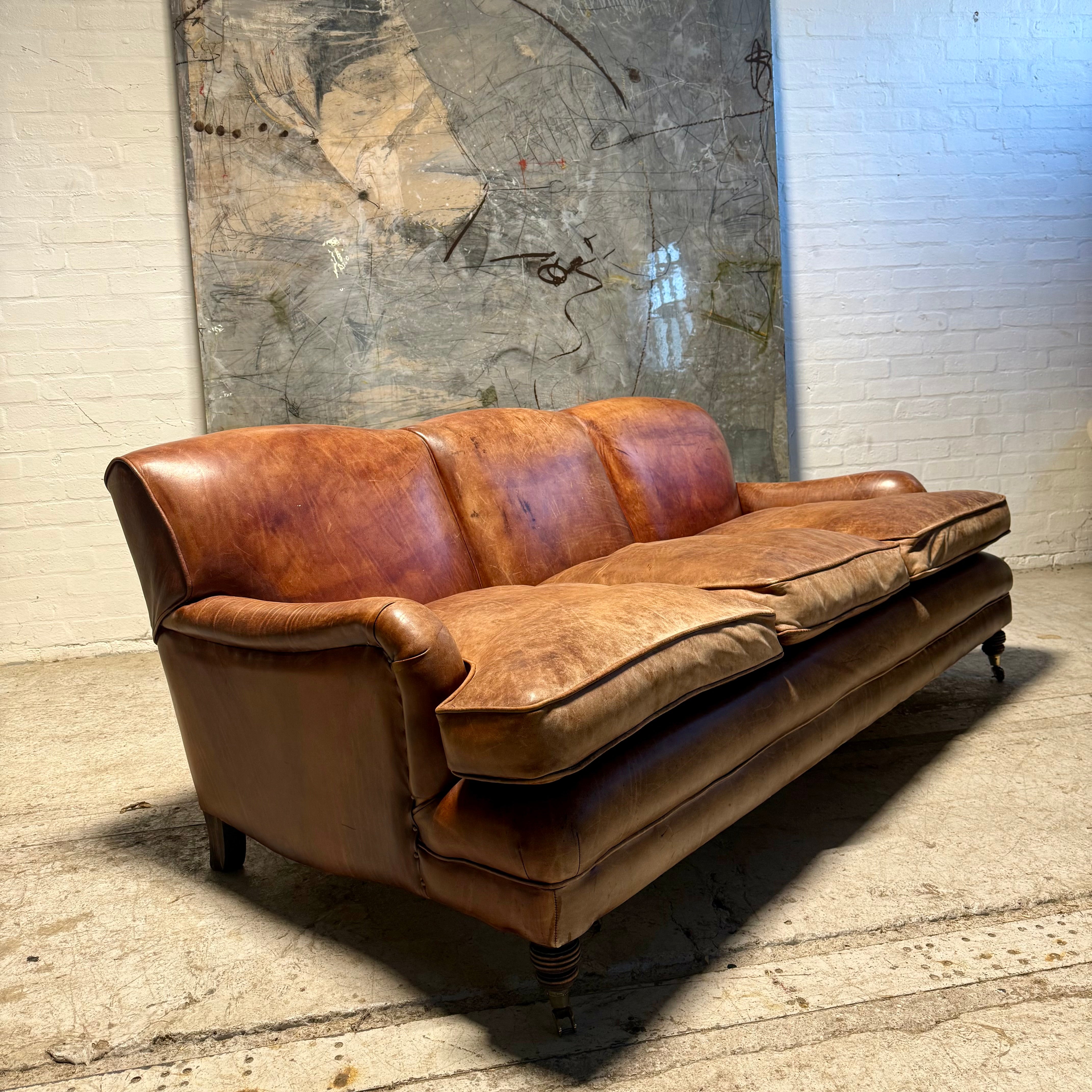 Our Hand Dyed Leather Howard Style Grenville Sofa circa 2012