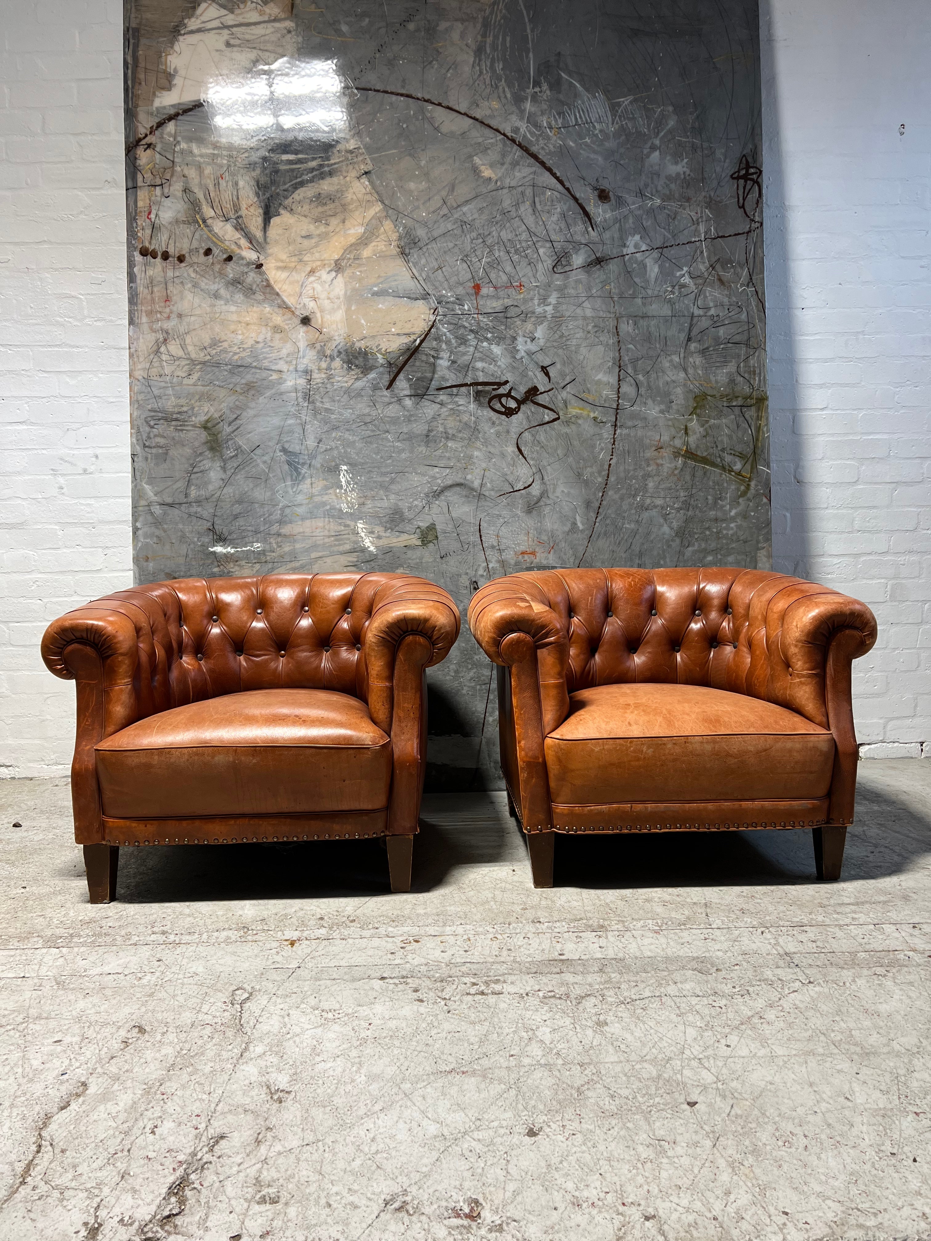 From Robbie Williams’ Compton Basset House - Very Well Crafted Leather Library Club Chairs