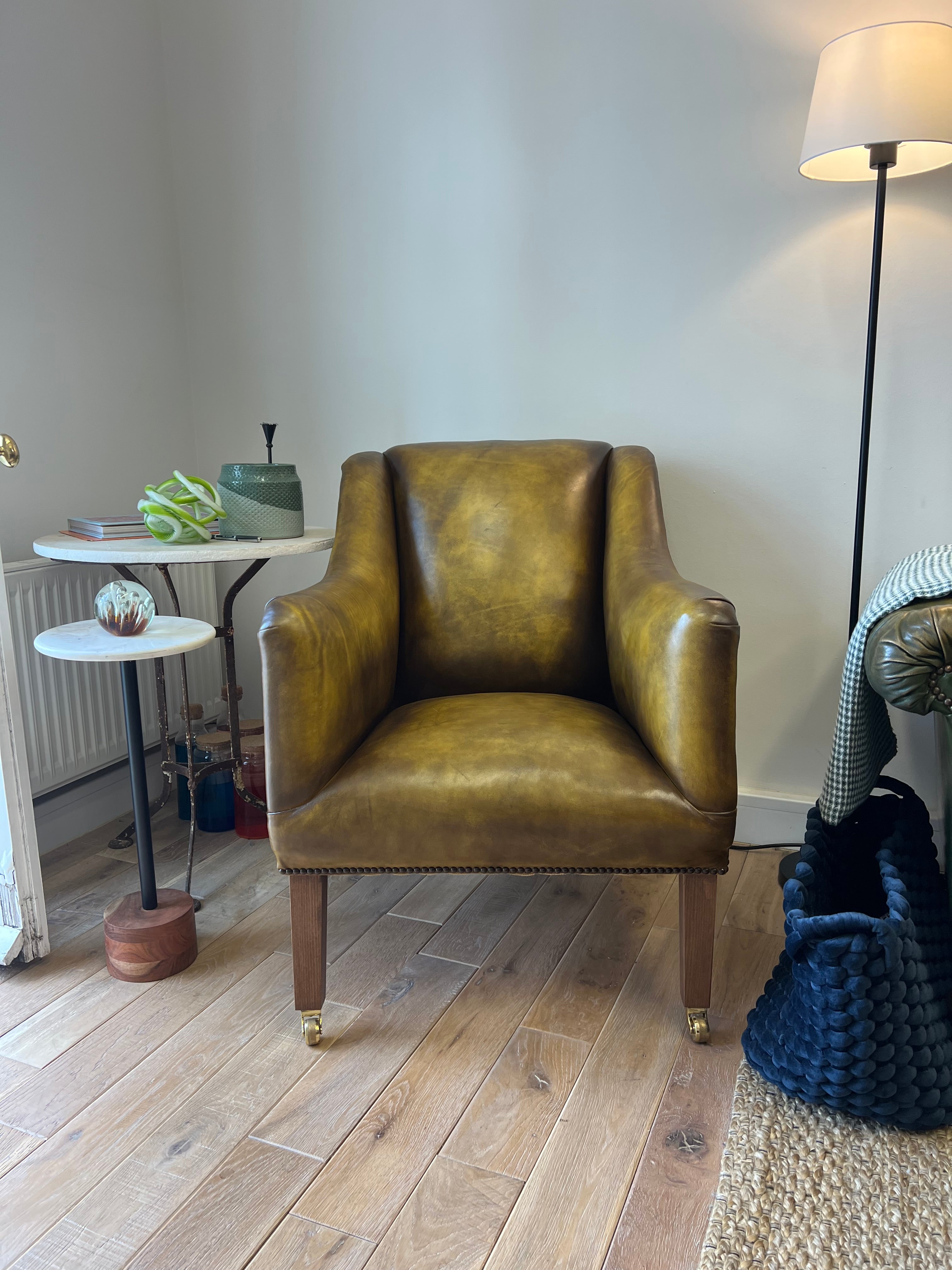 Our Canning Armchair in Hand Dyed Sand Leather