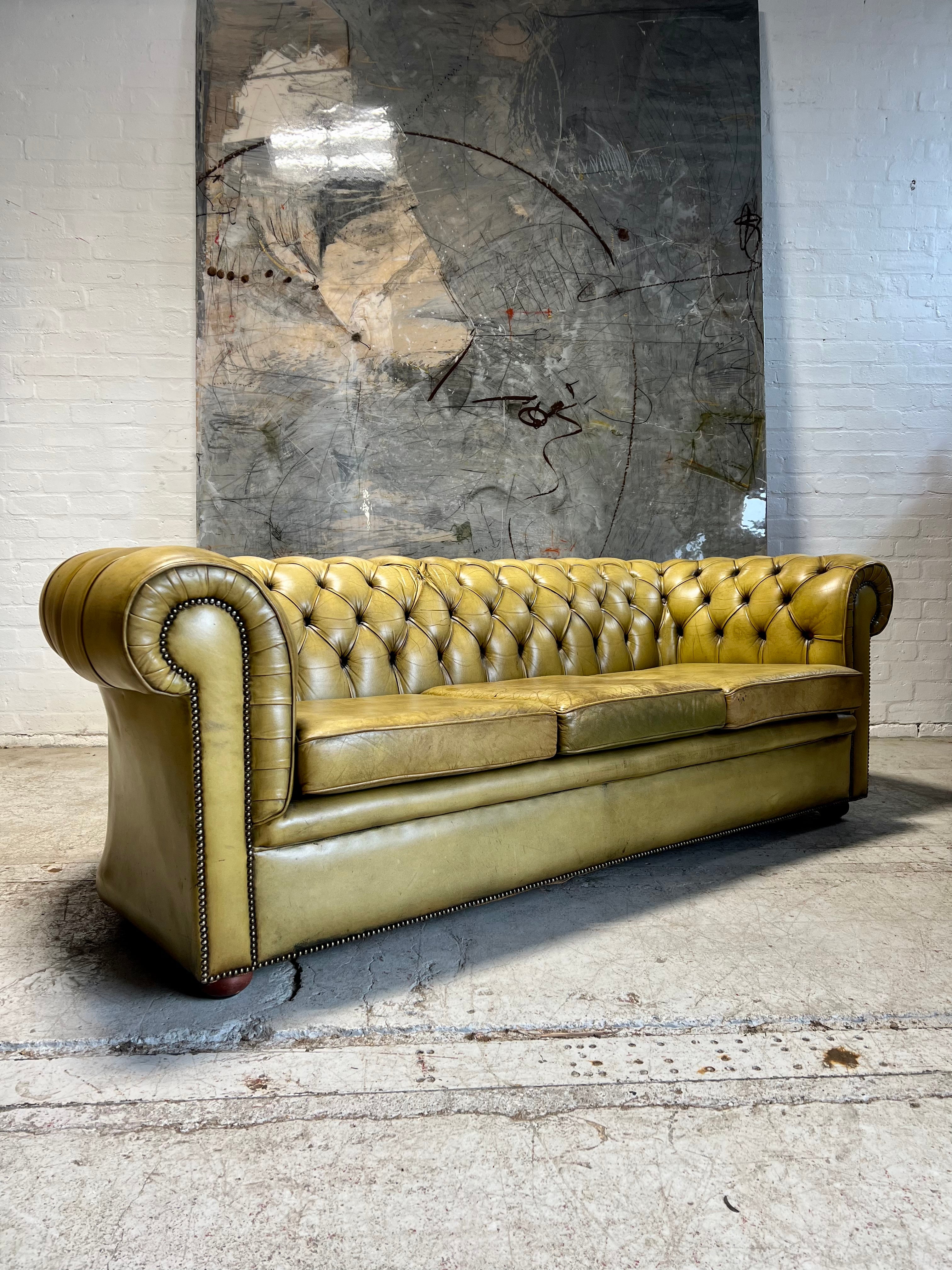 A Very Good Hand Dyed MidC Leather Chesterfield Sofa