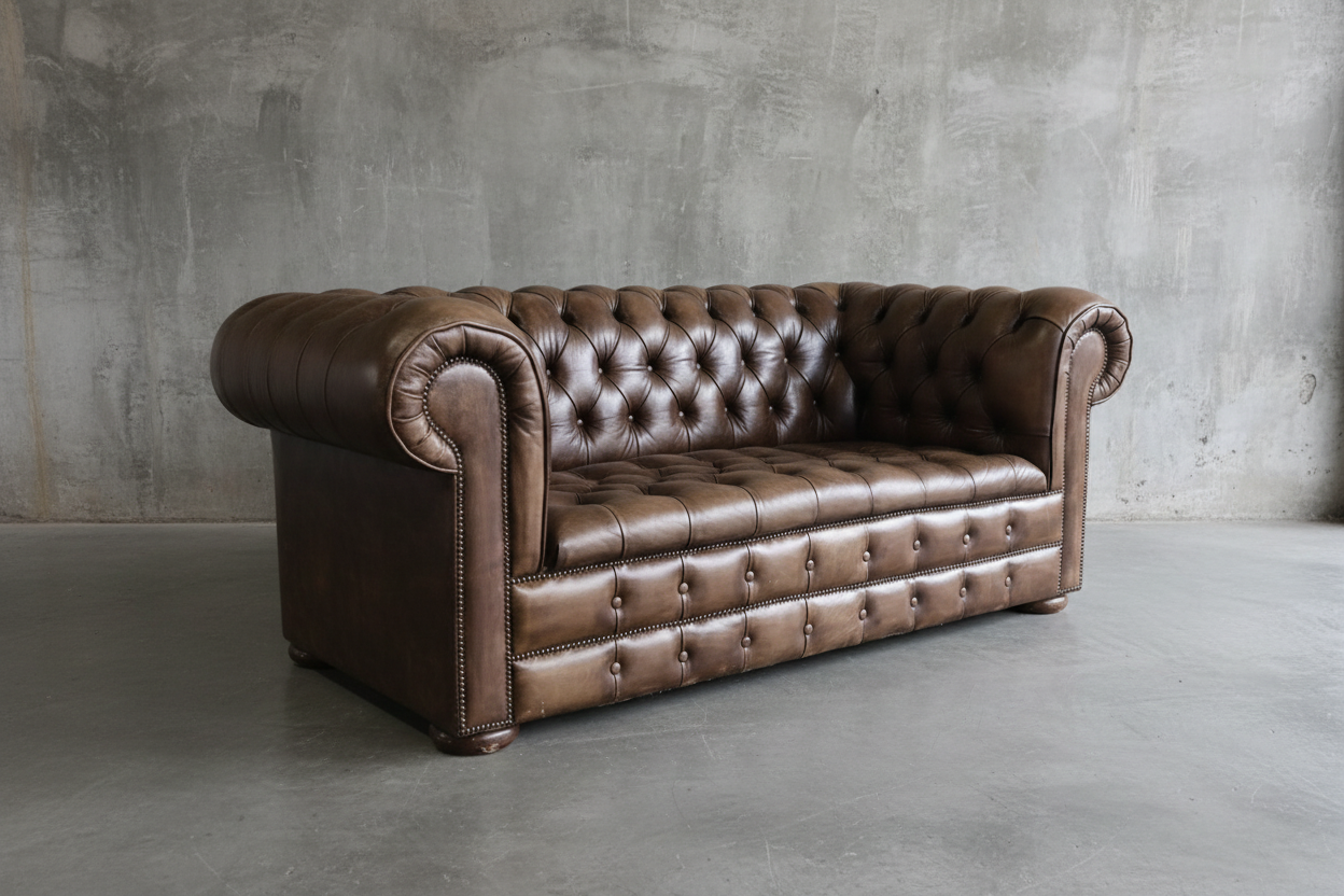 Our Bute 2 Seater in Dark Oak Hand Dyed Leathers
