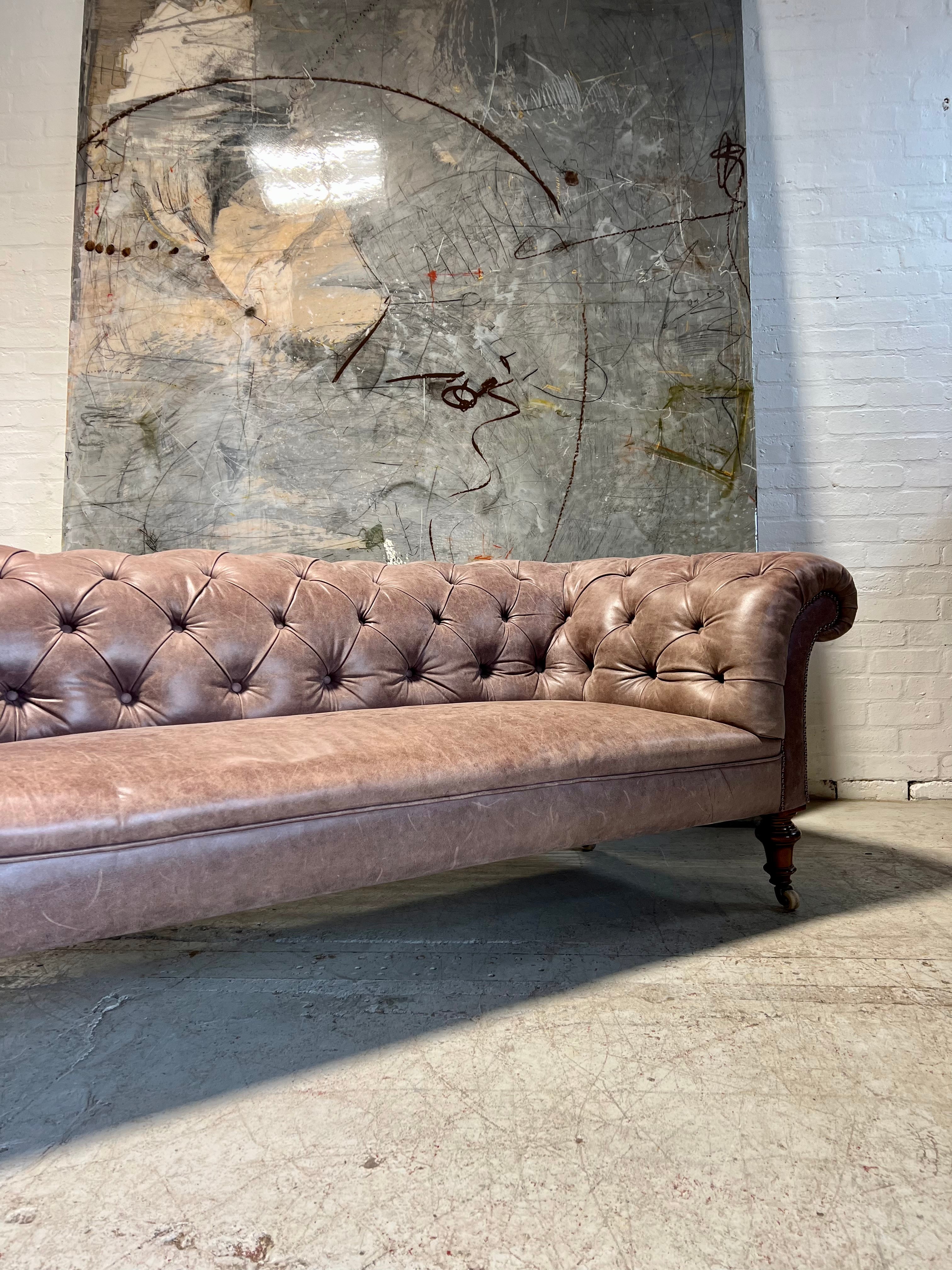 A Very Elegant Antique 19thC Leather Chesterfield Sofa in the Manner of Holland & Sons