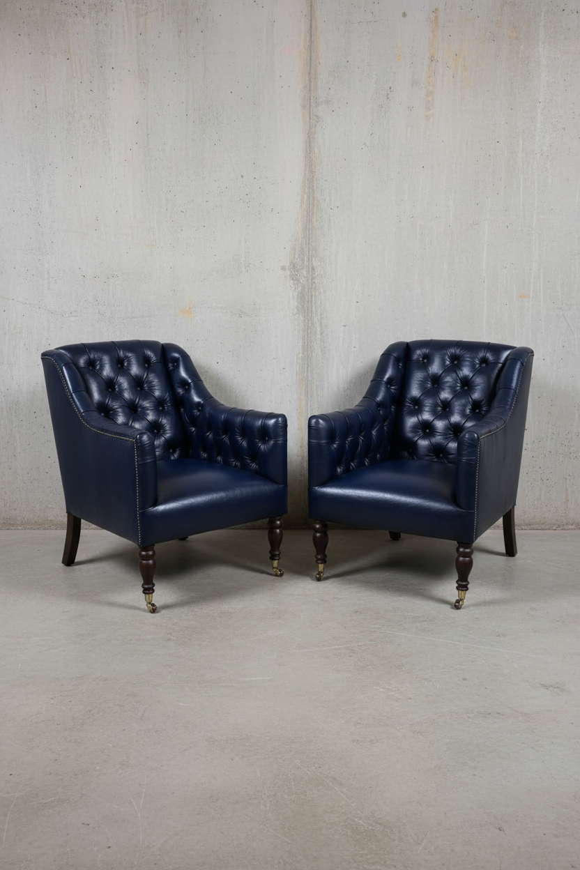 A Pair of our Canning Chairs in Hand Dyed Blue Ink - Crafting Manner 2