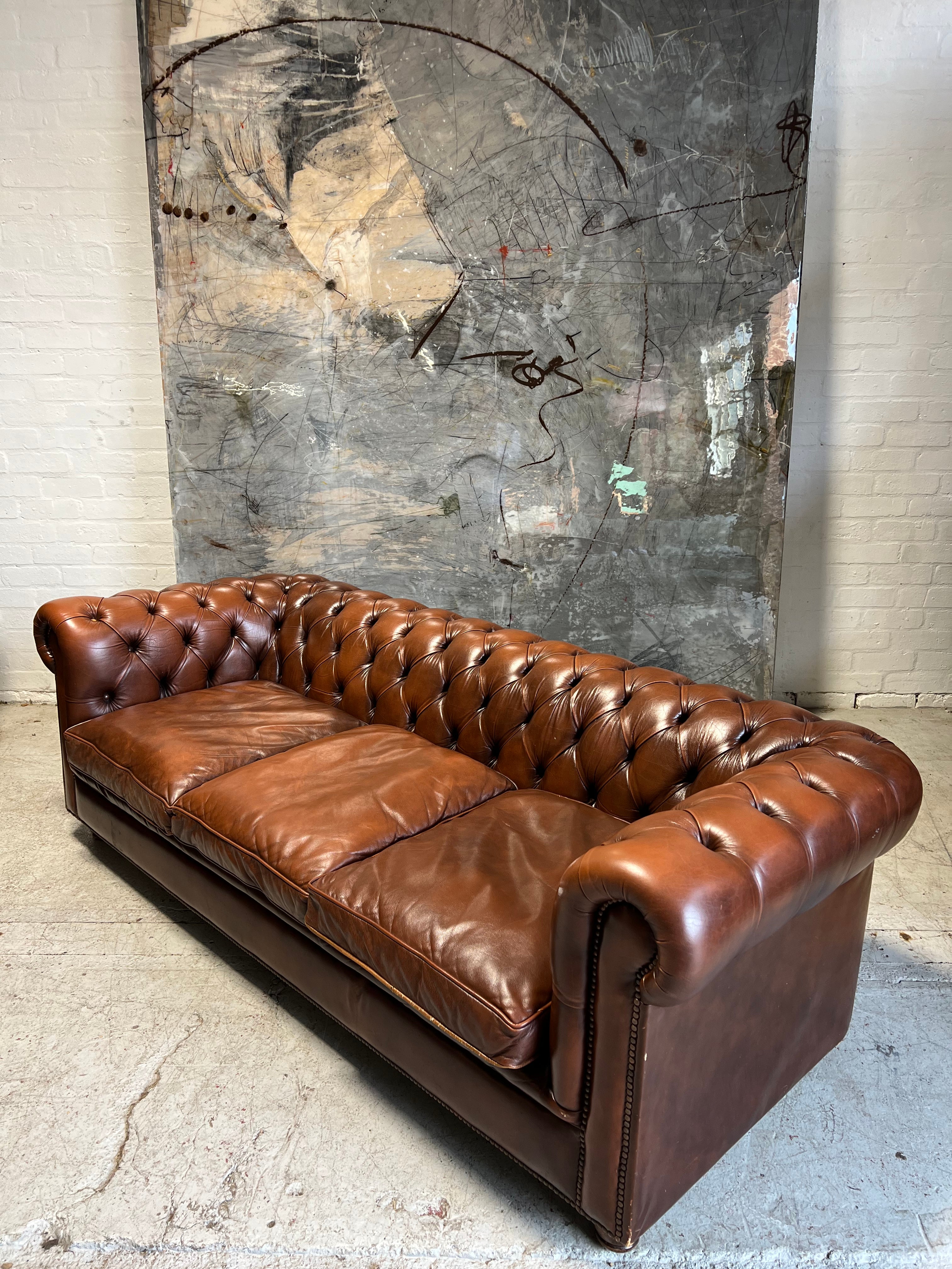 Beautiful Twice Loved Leather Chesterfield 3 Seater Sofa