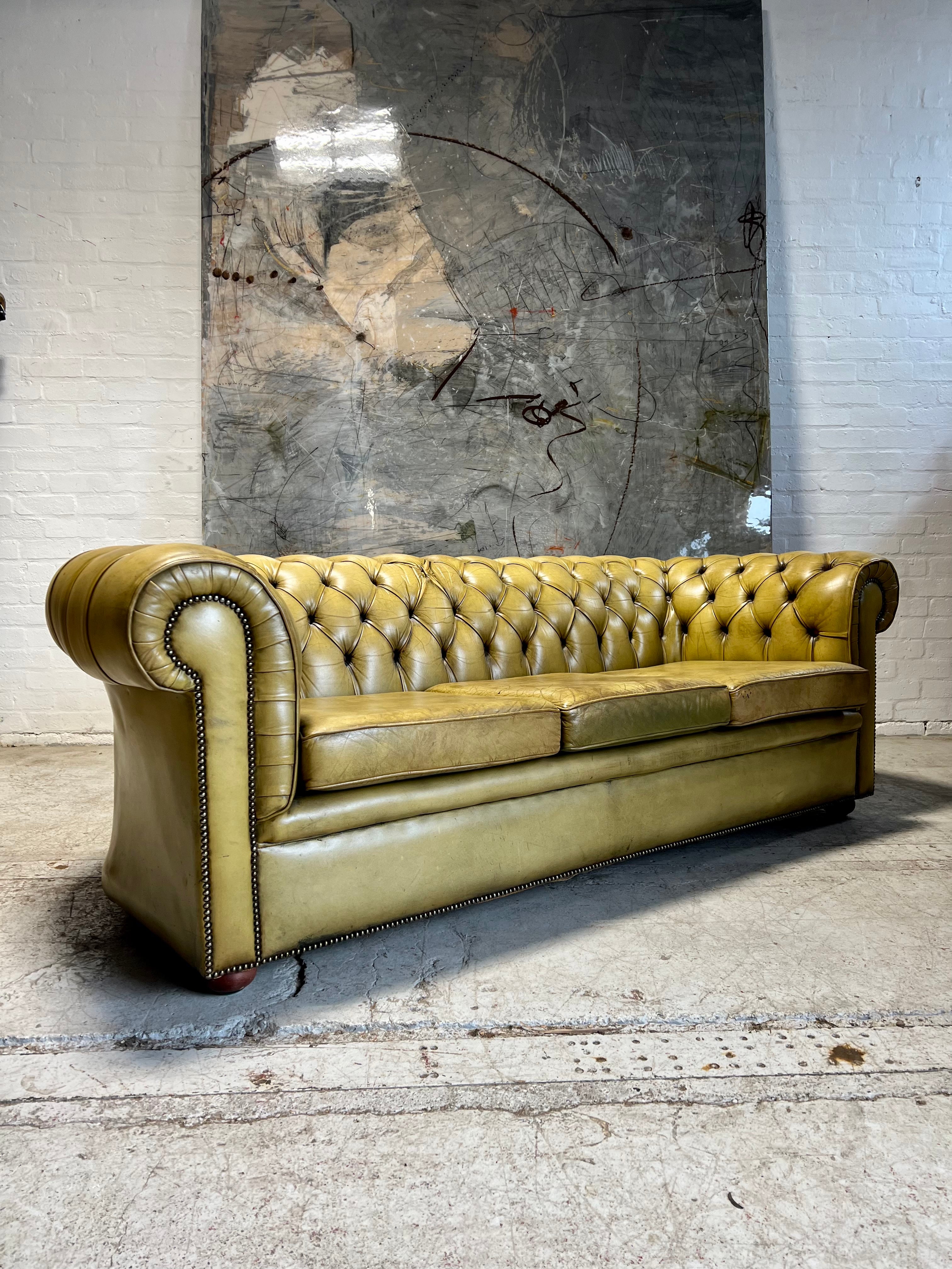 A Very Good Hand Dyed MidC Leather Chesterfield Sofa