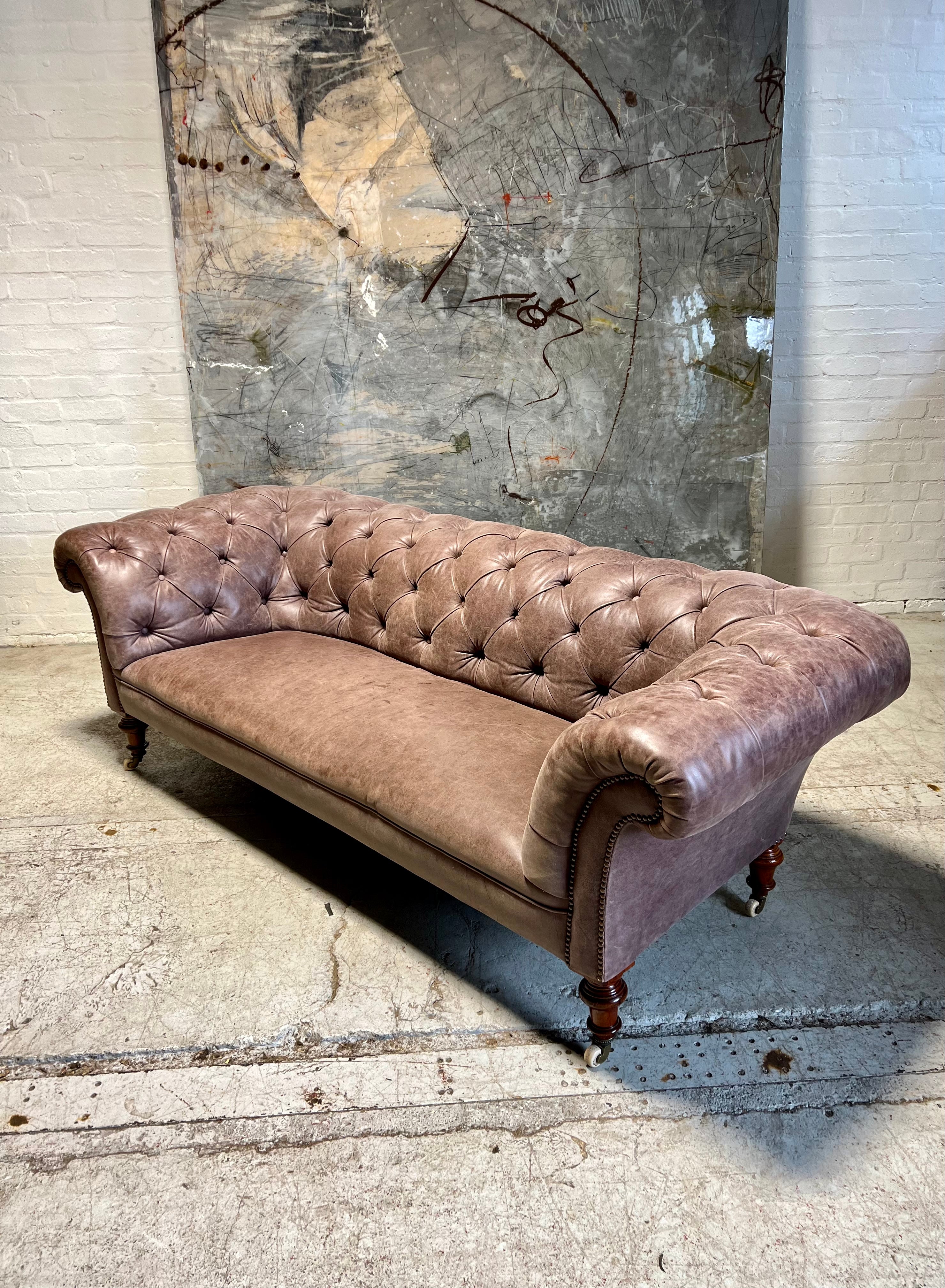 A Very Elegant Antique 19thC Leather Chesterfield Sofa in the Manner of Holland & Sons