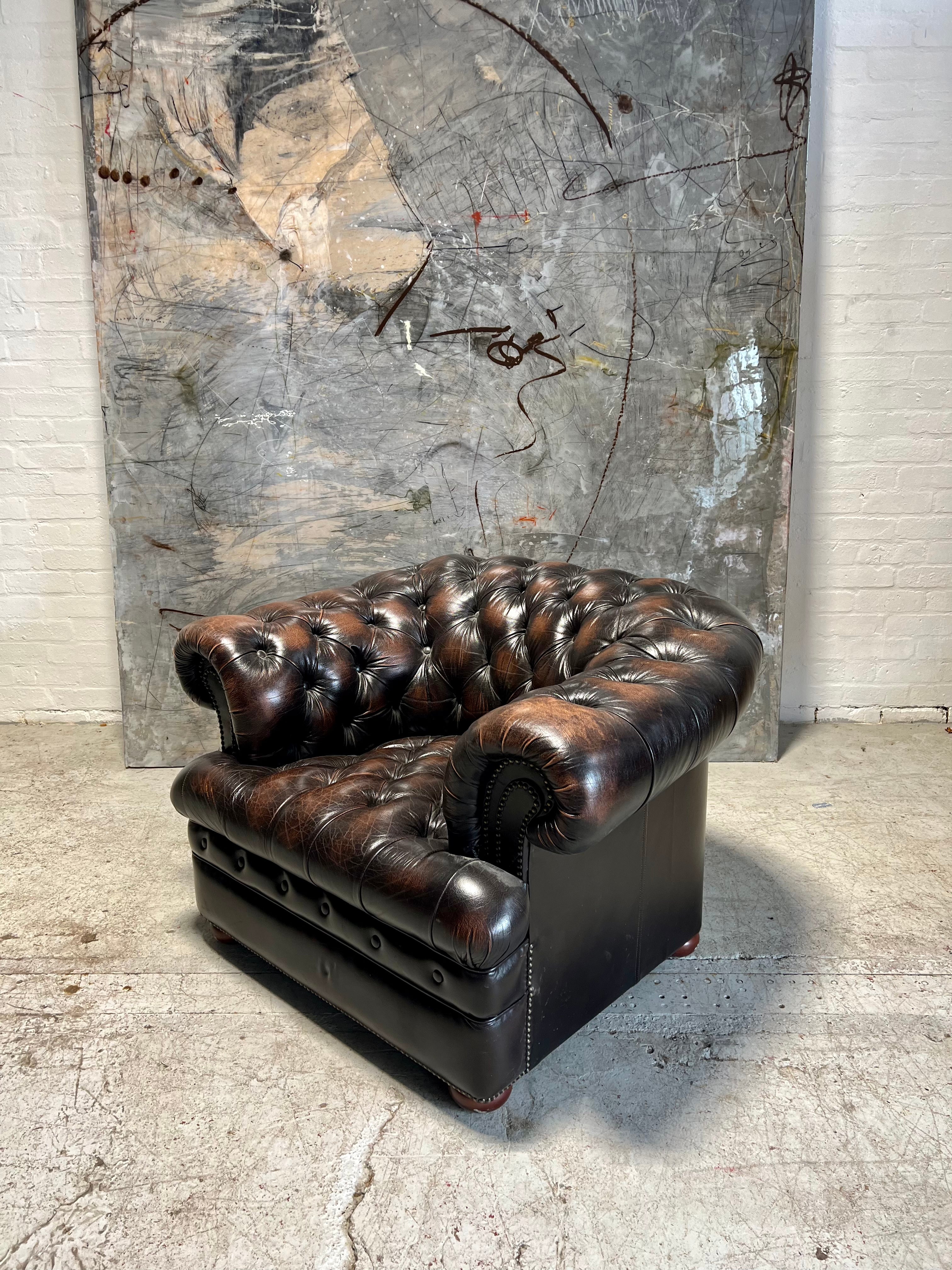 A Super Generous Brown Leather Chesterfield Club Chair