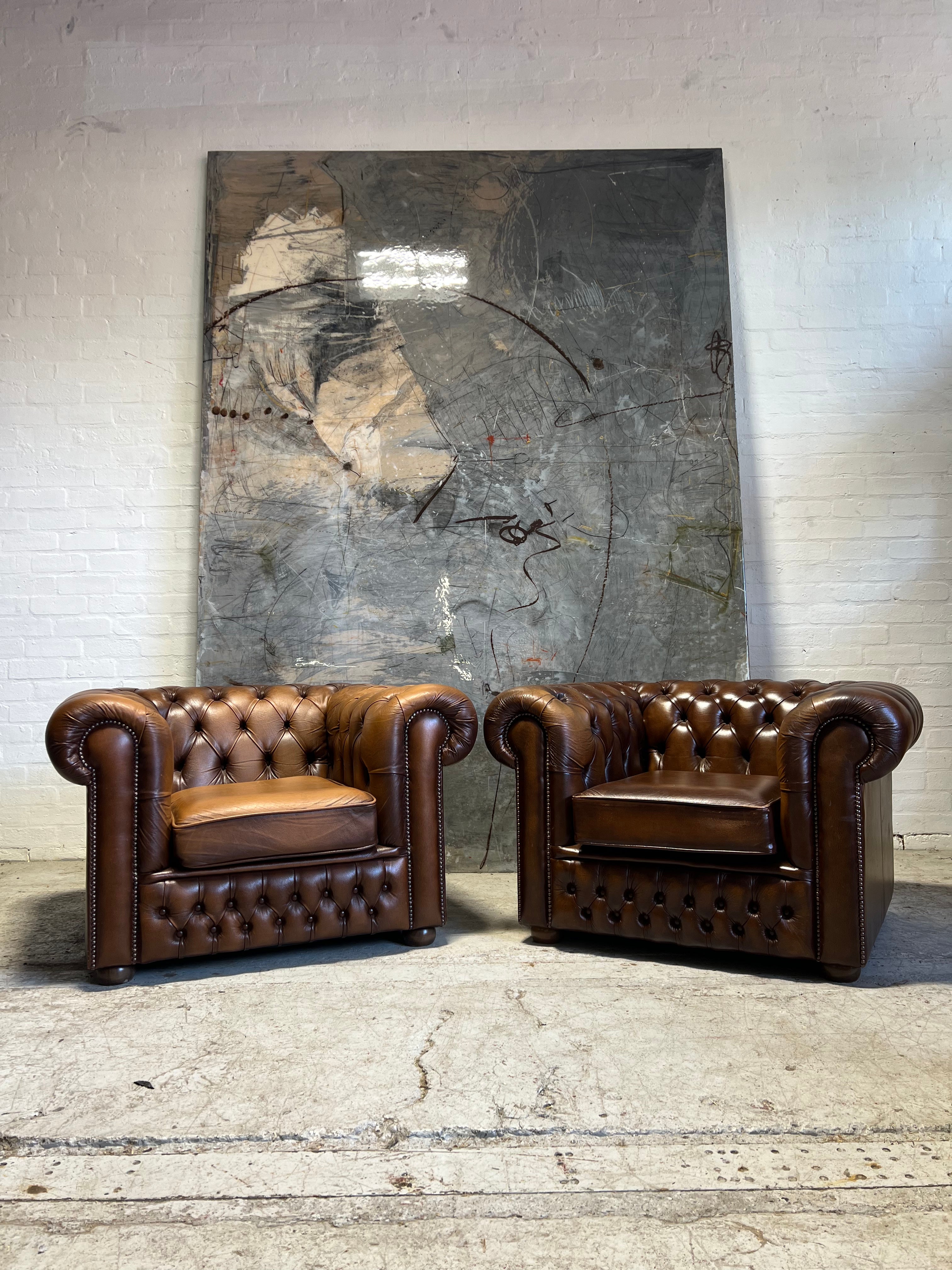 Lovely Caramel Browns Twice Loved 2 Seat Leather Chesterfield Sofa