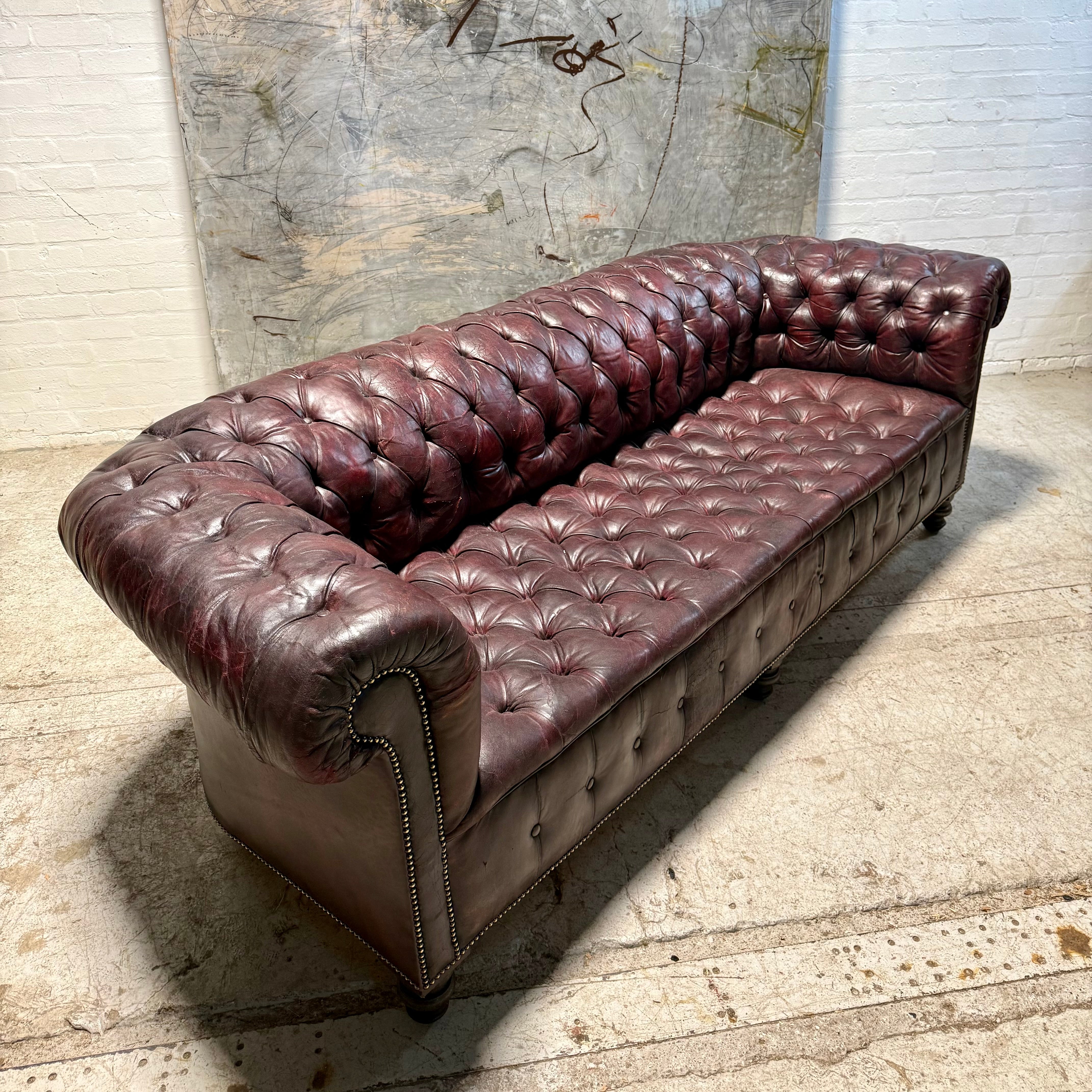 Exceptional Large Country House Leather Chesterfield Sofa Circa 1900