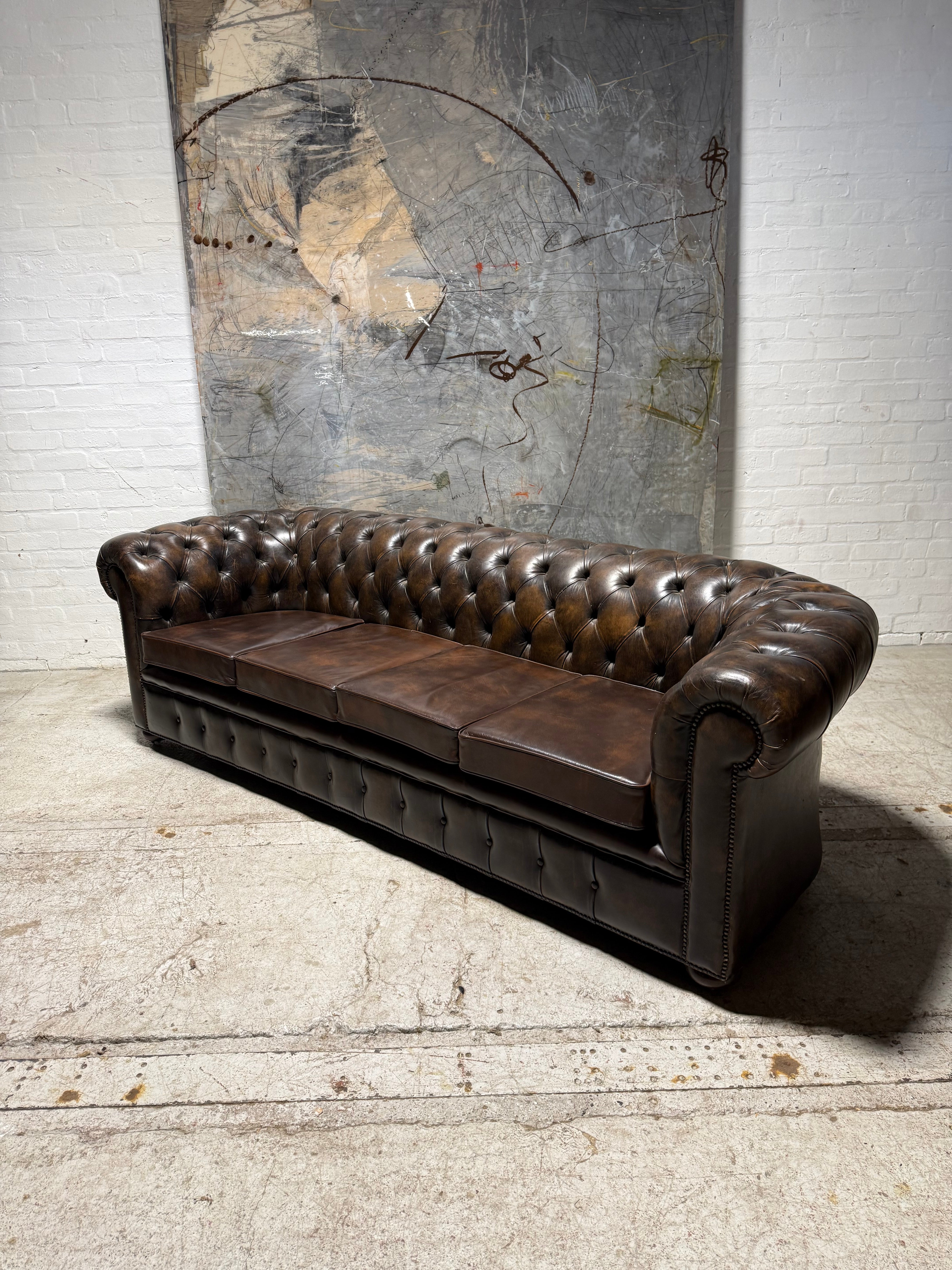 1 of Pair - Very Very well built 4 Seater Leather Chesterfield Sofa