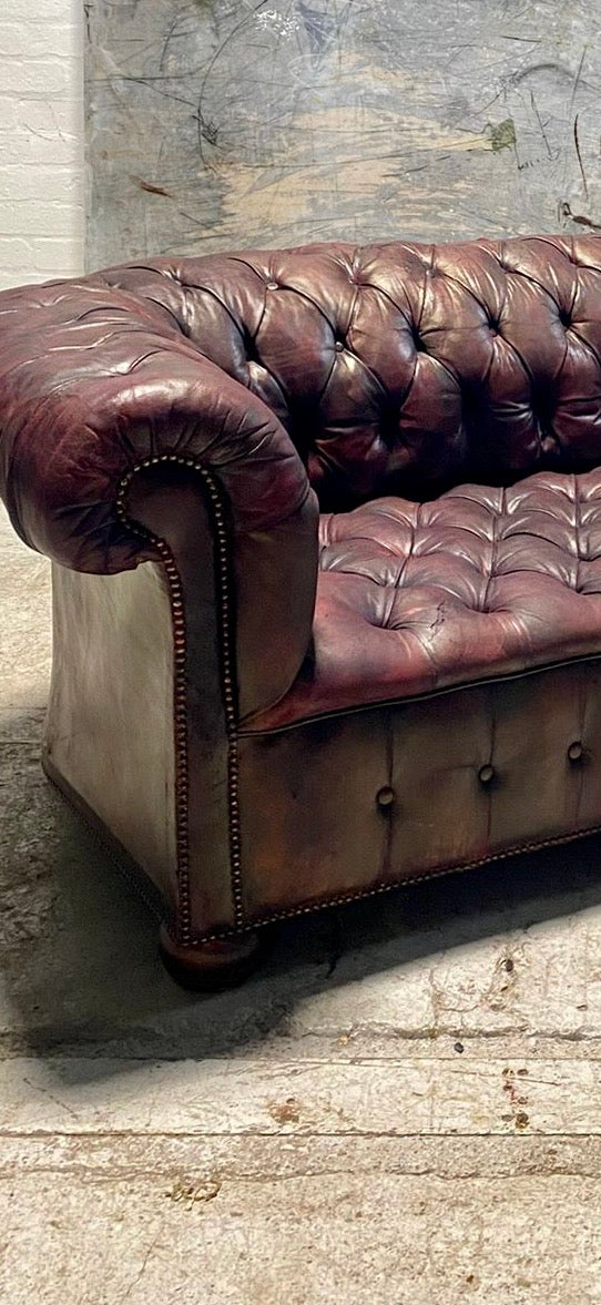 Exceptional Large Country House Leather Chesterfield Sofa Circa 1900
