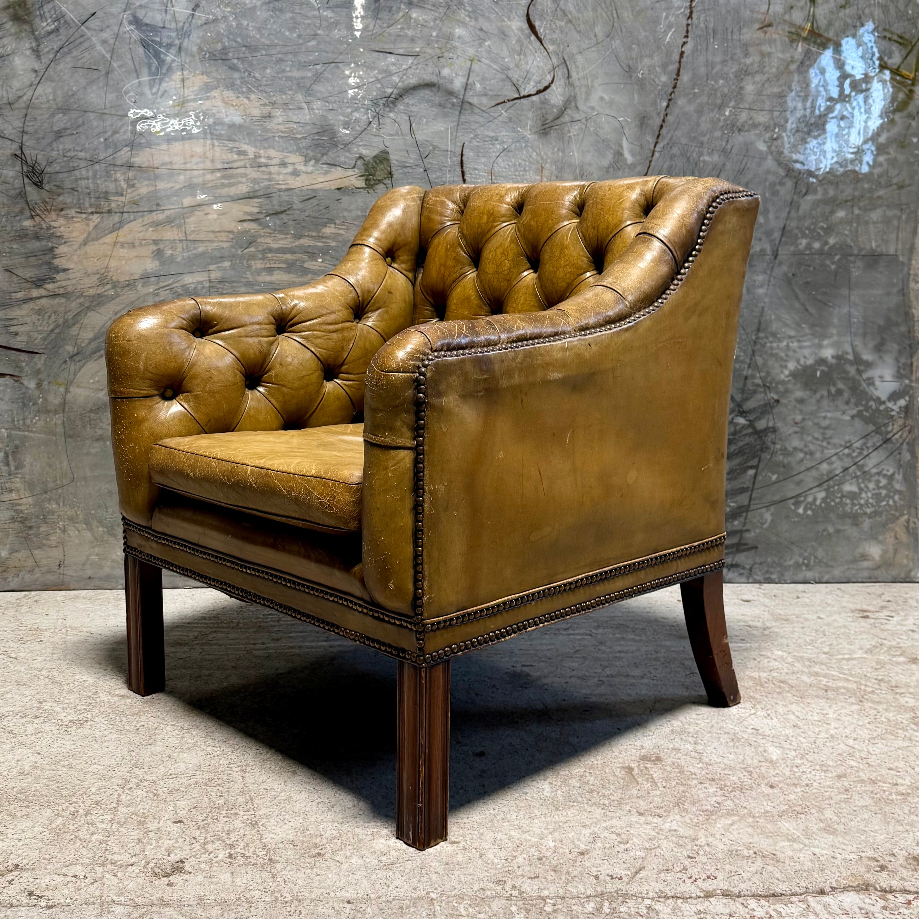 MidC Hand Dyed Leather Library Chair