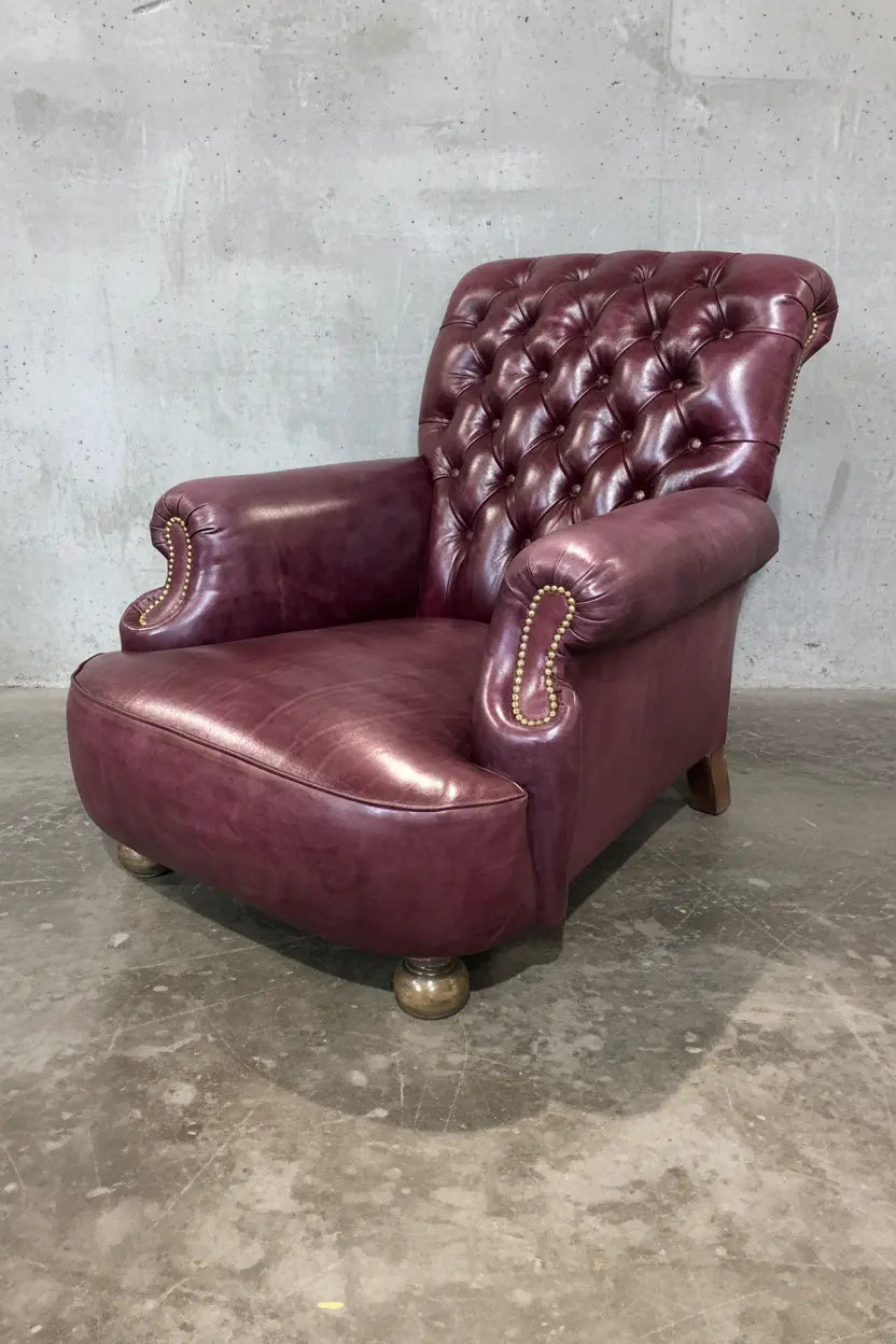 Shelburne Hand Dyed Leather Armchair in Deep Orchard Robinson of England