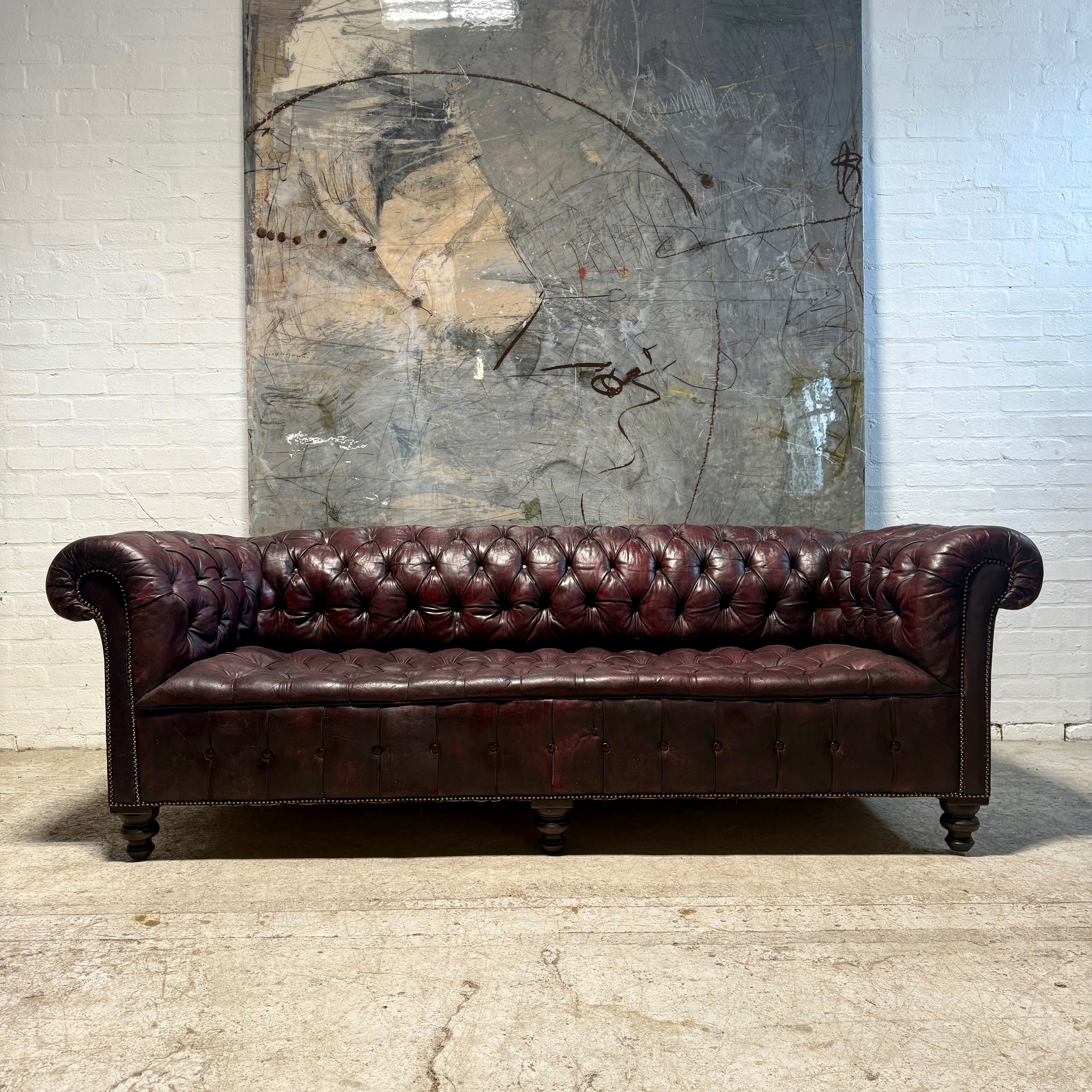 Exceptional Large Country House Leather Chesterfield Sofa Circa 1900